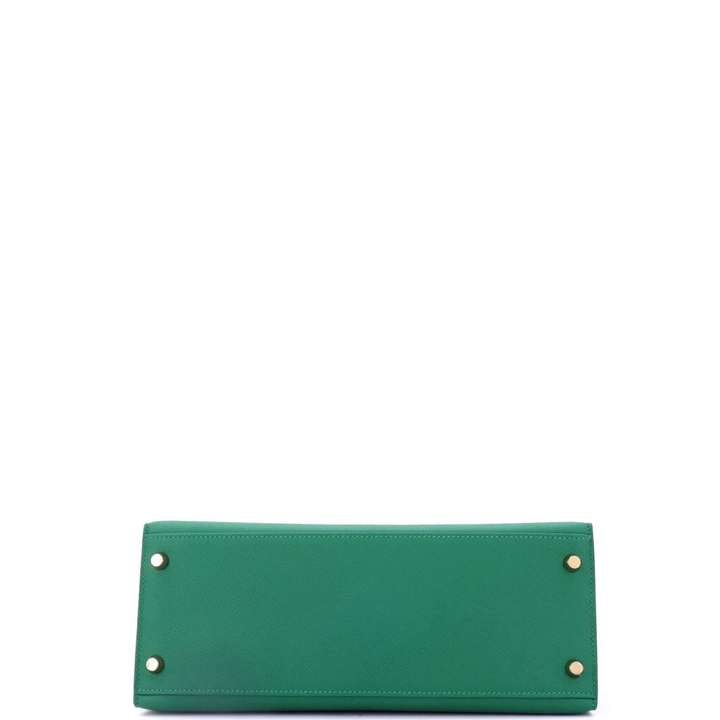 Kelly Handbag Vert Vertigo Epsom with Gold Hardware 28