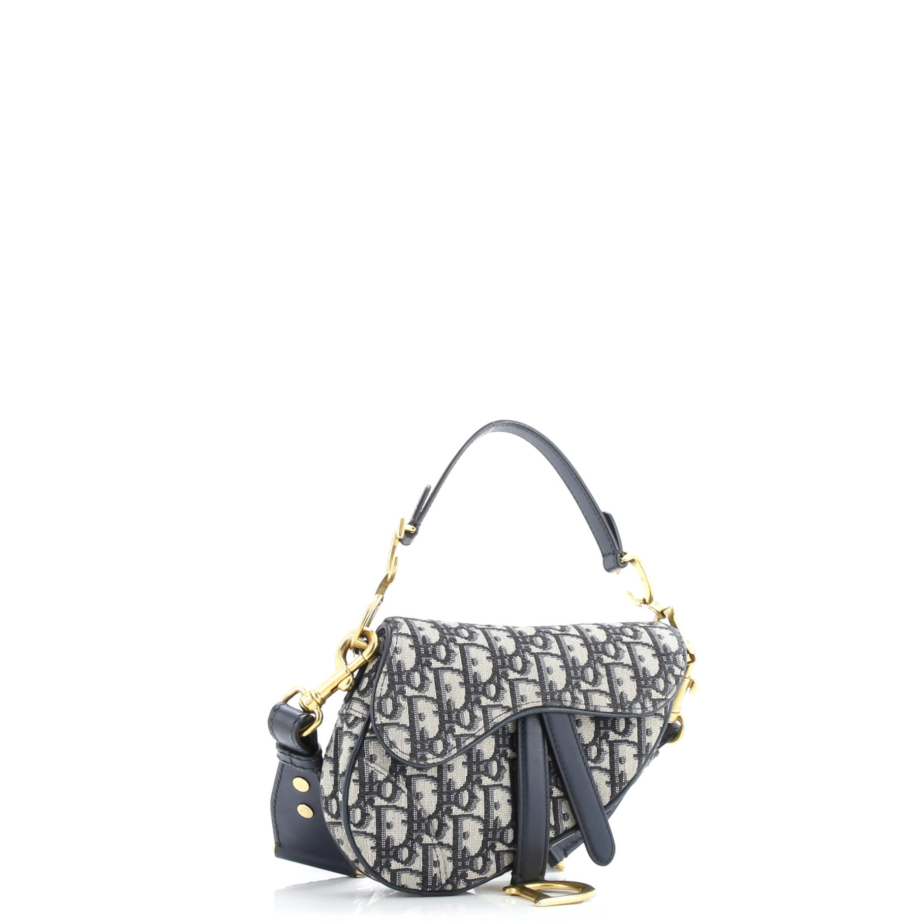 Saddle Handbag with Strap Oblique Canvas Mini