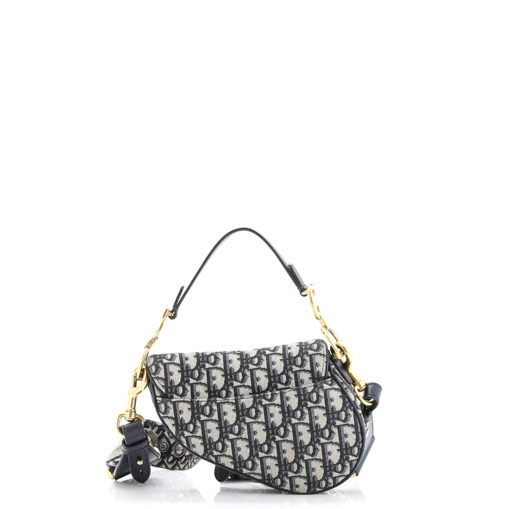 Saddle Handbag with Strap Oblique Canvas Mini