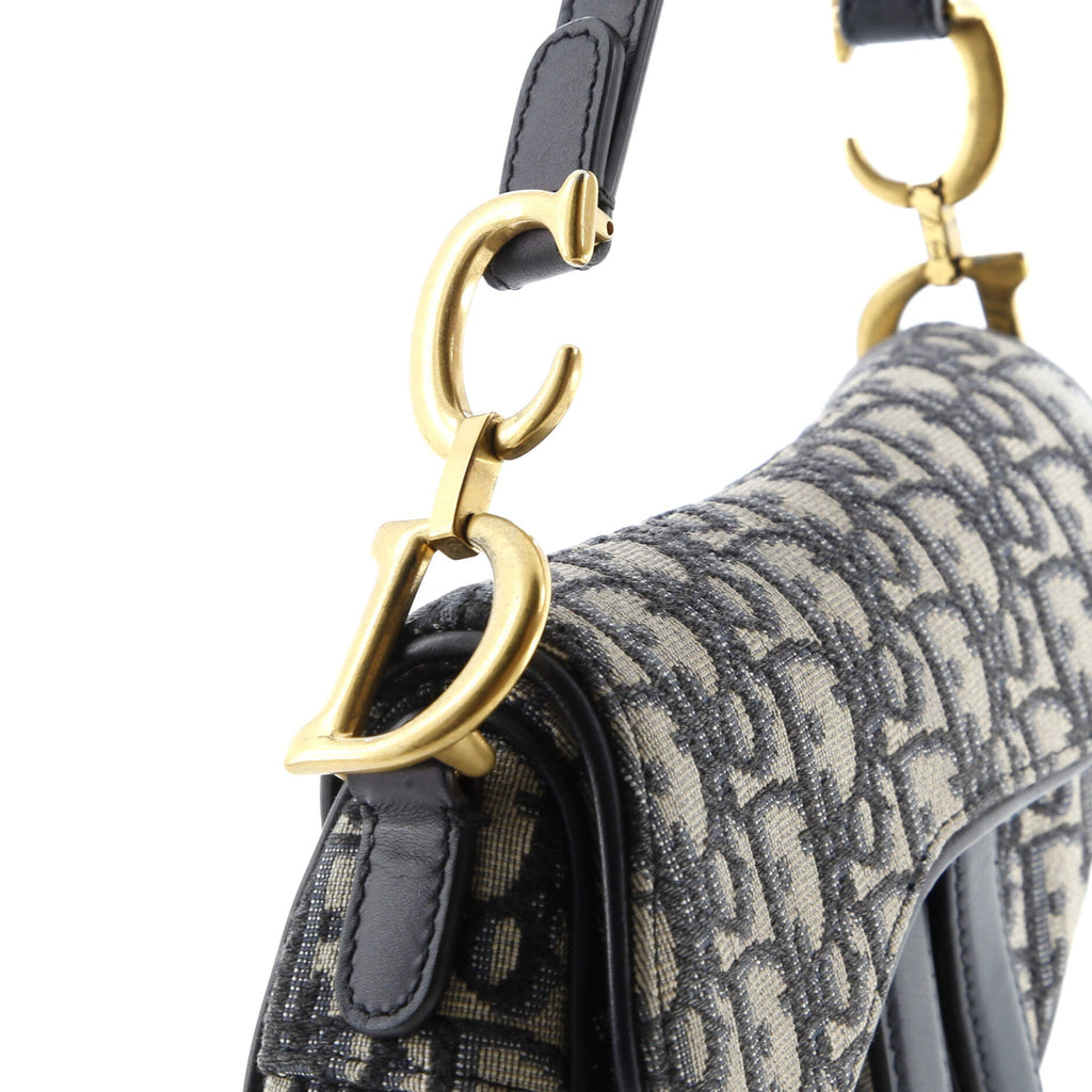 Saddle Handbag with Strap Oblique Canvas Mini