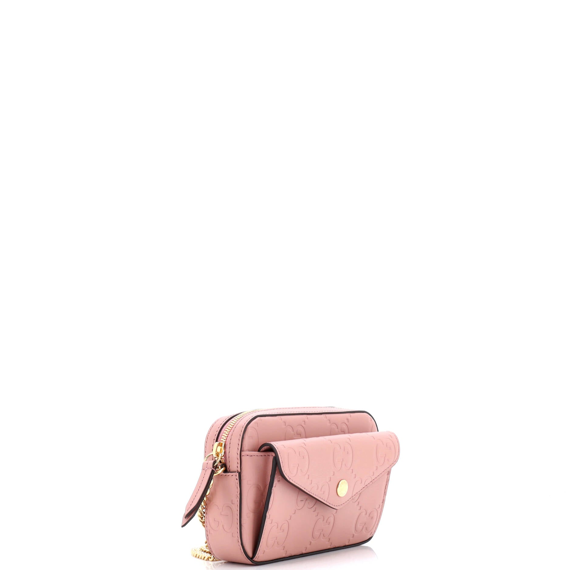 Front Pocket Chain Shoulder Bag Jumbo GG Embossed Leather Super Mini