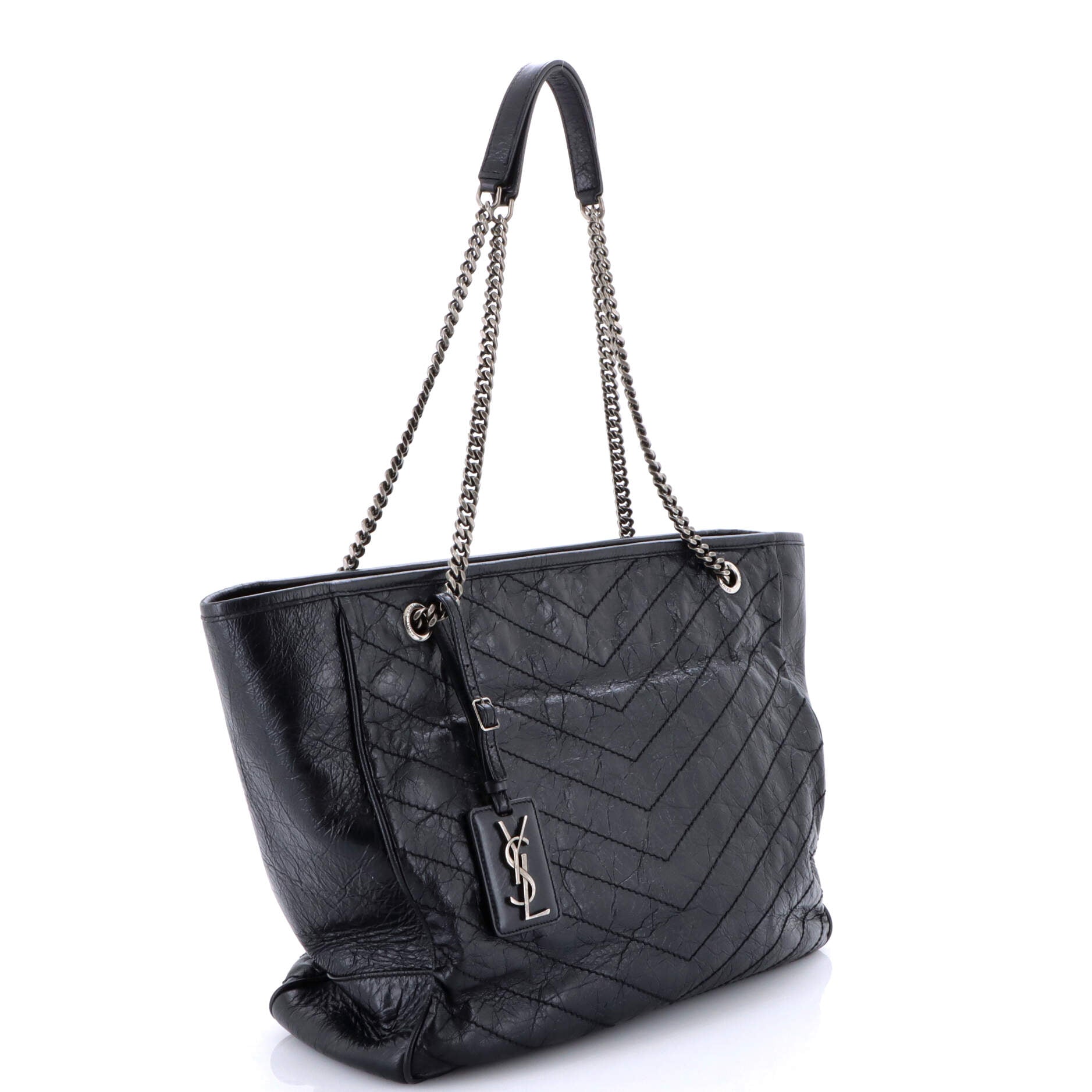 Niki Zip Shopping Tote Matelasse Chevron Leather Large
