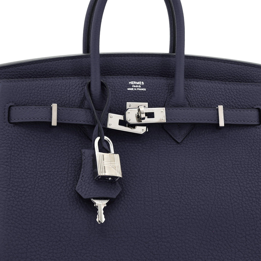 Birkin Handbag Bleu Nuit Togo with Palladium Hardware 25