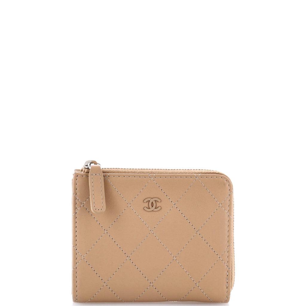 Monochrome CC Zip Wallet Quilted Leather Compact