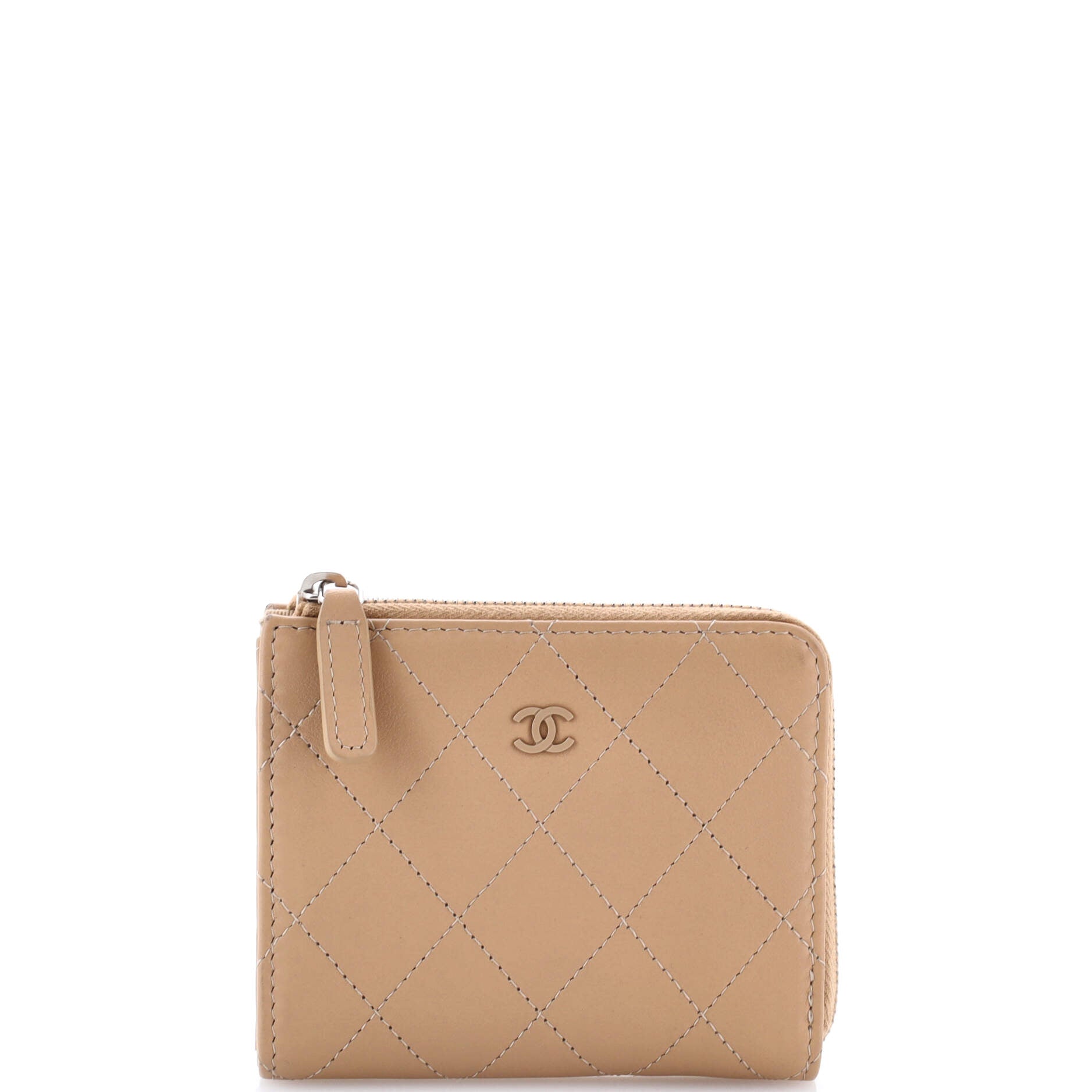 Monochrome CC Zip Wallet Quilted Leather Compact