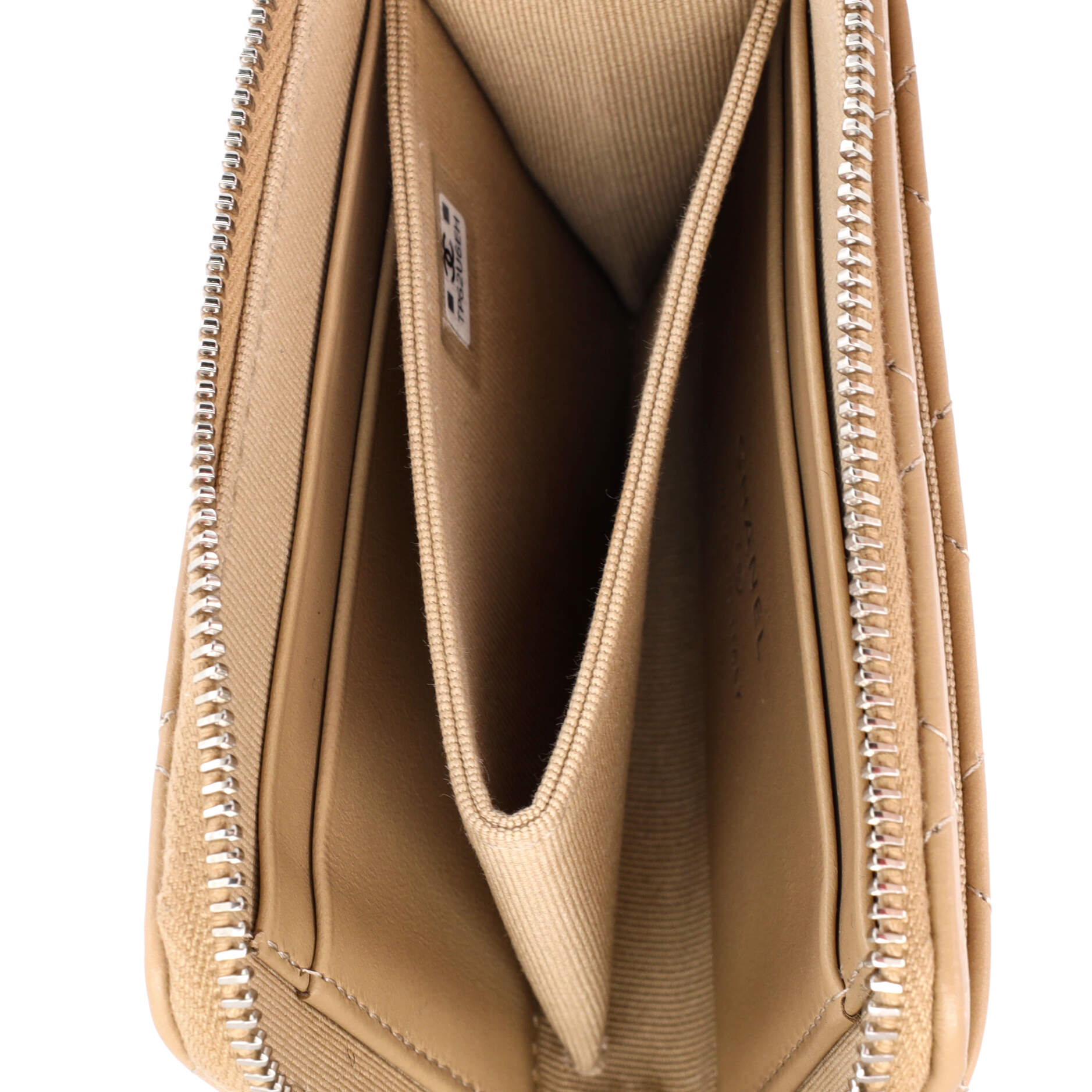 Monochrome CC Zip Wallet Quilted Leather Compact