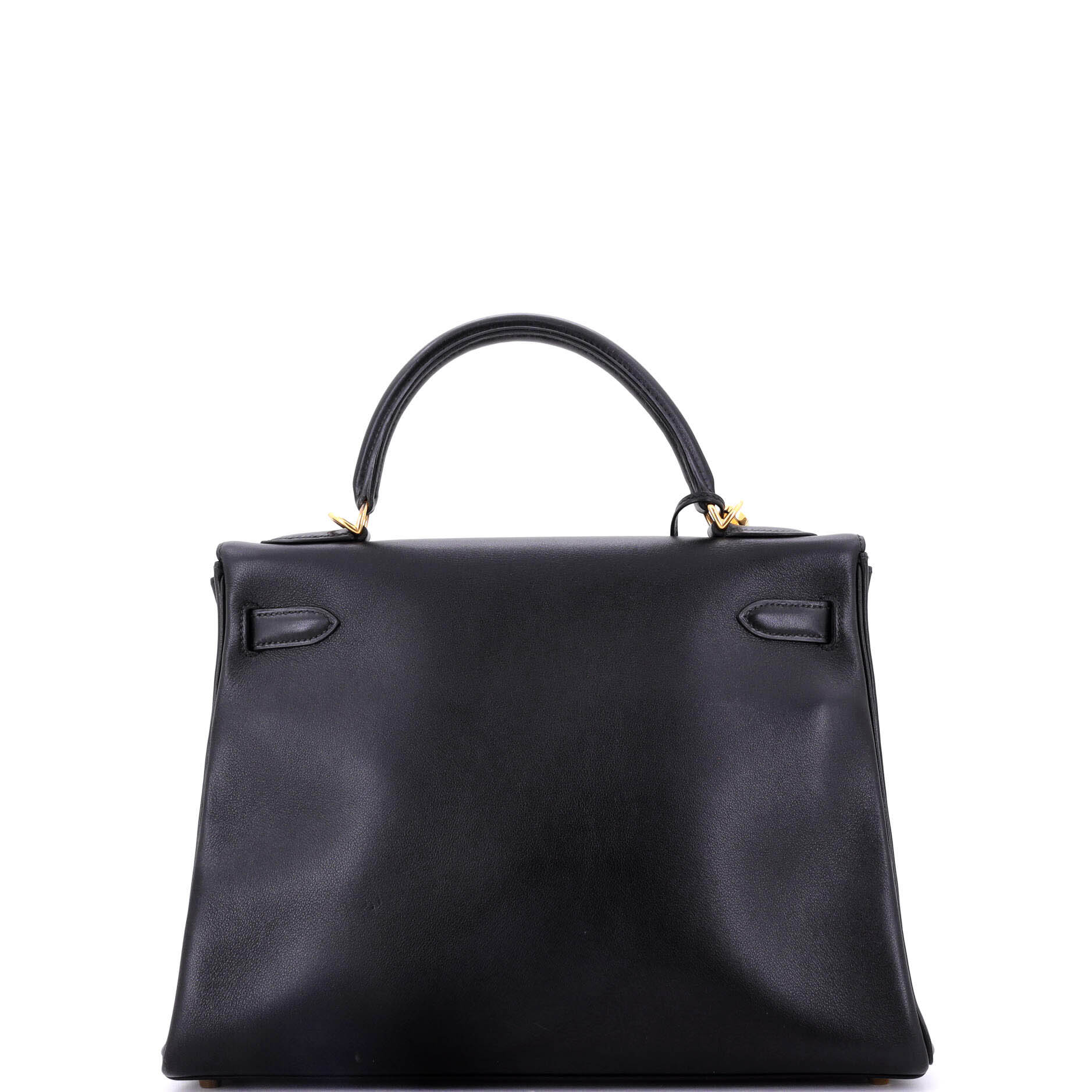 Kelly Handbag Noir Gulliver with Gold Hardware 32