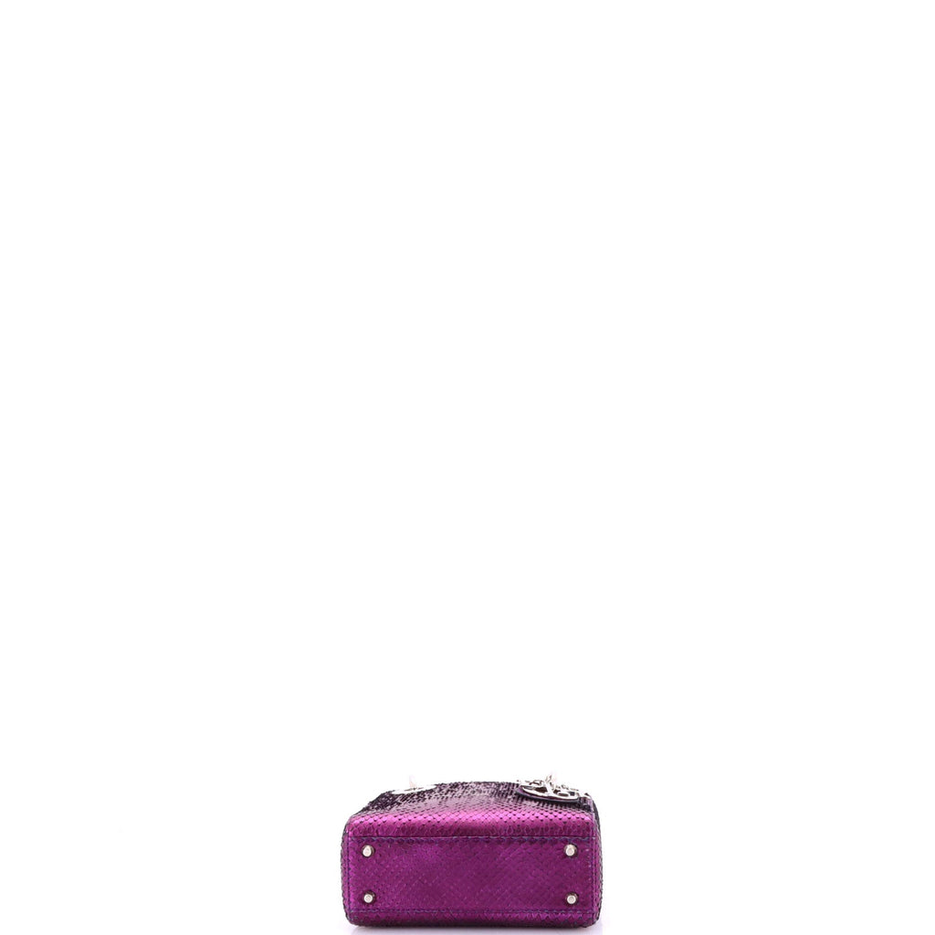 Lady Dior Chain Bag Metallic Snakeskin Mini
