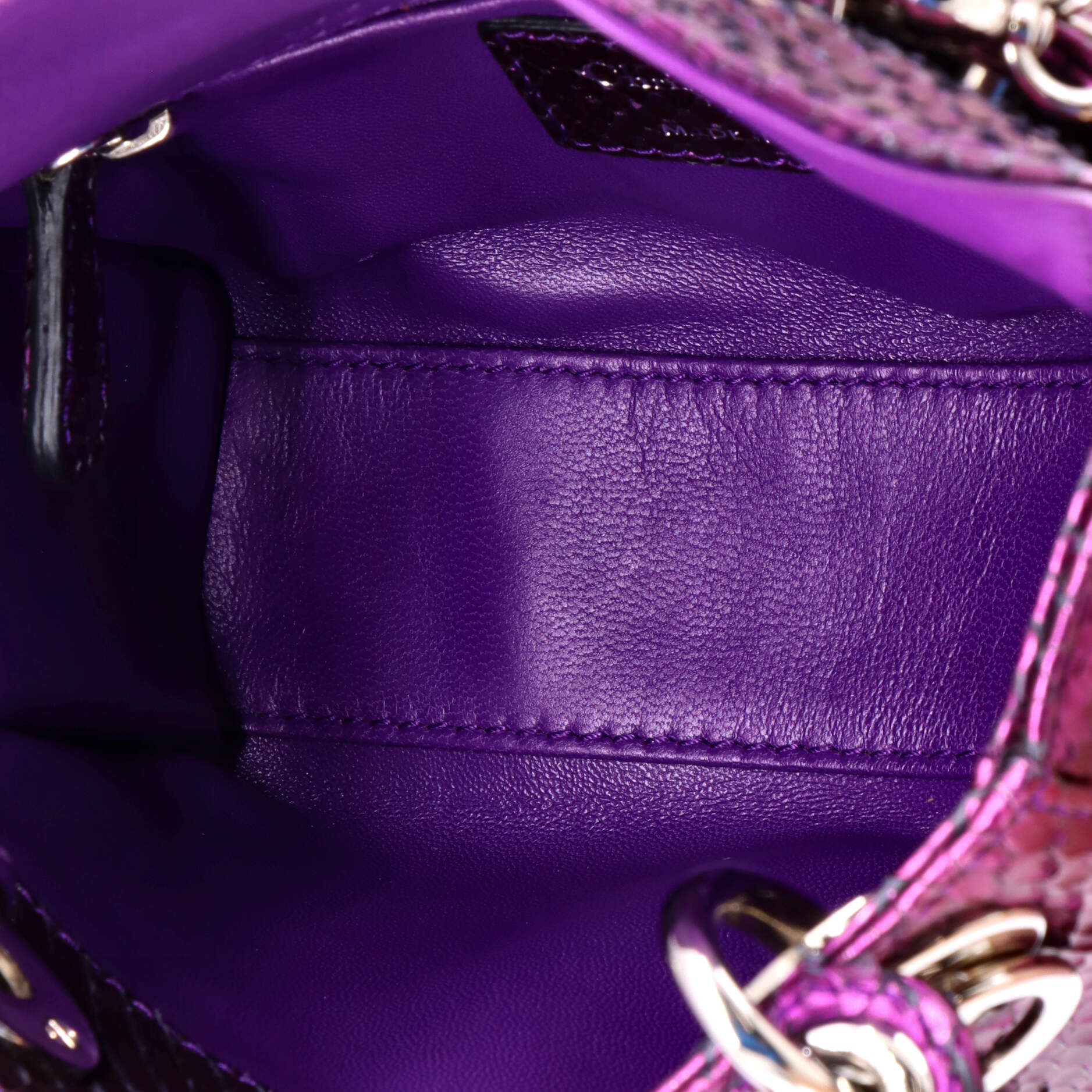 Lady Dior Chain Bag Metallic Snakeskin Mini