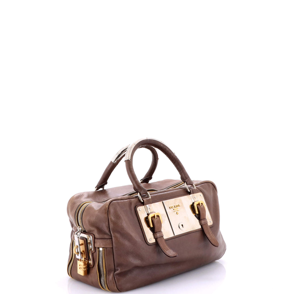 Lock Plate Zippers Satchel Glace Calf Large