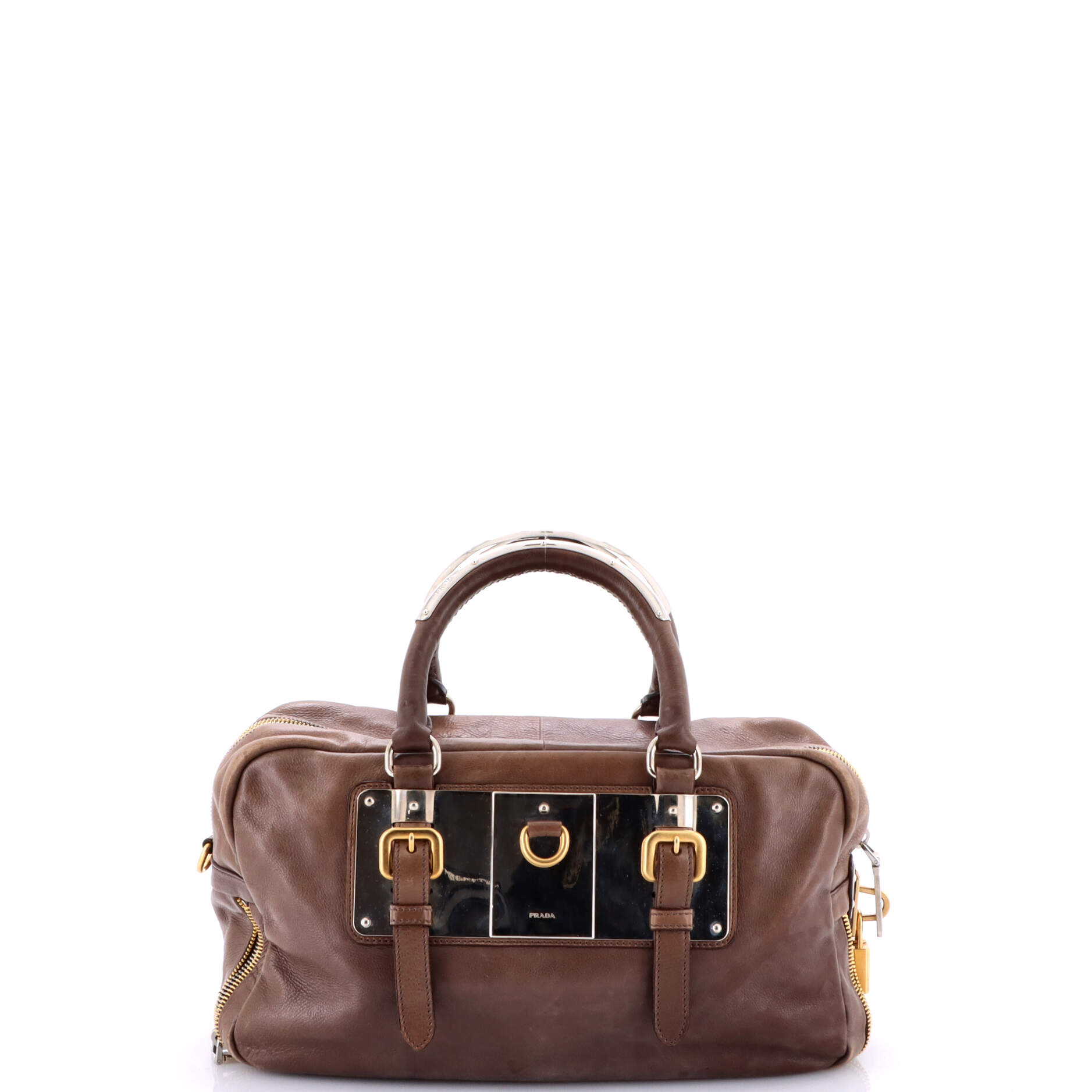 Lock Plate Zippers Satchel Glace Calf Large