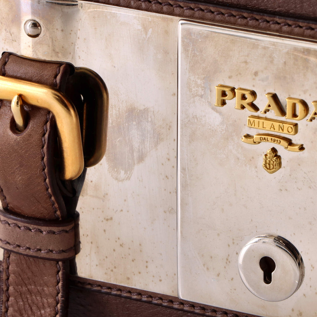 Lock Plate Zippers Satchel Glace Calf Large