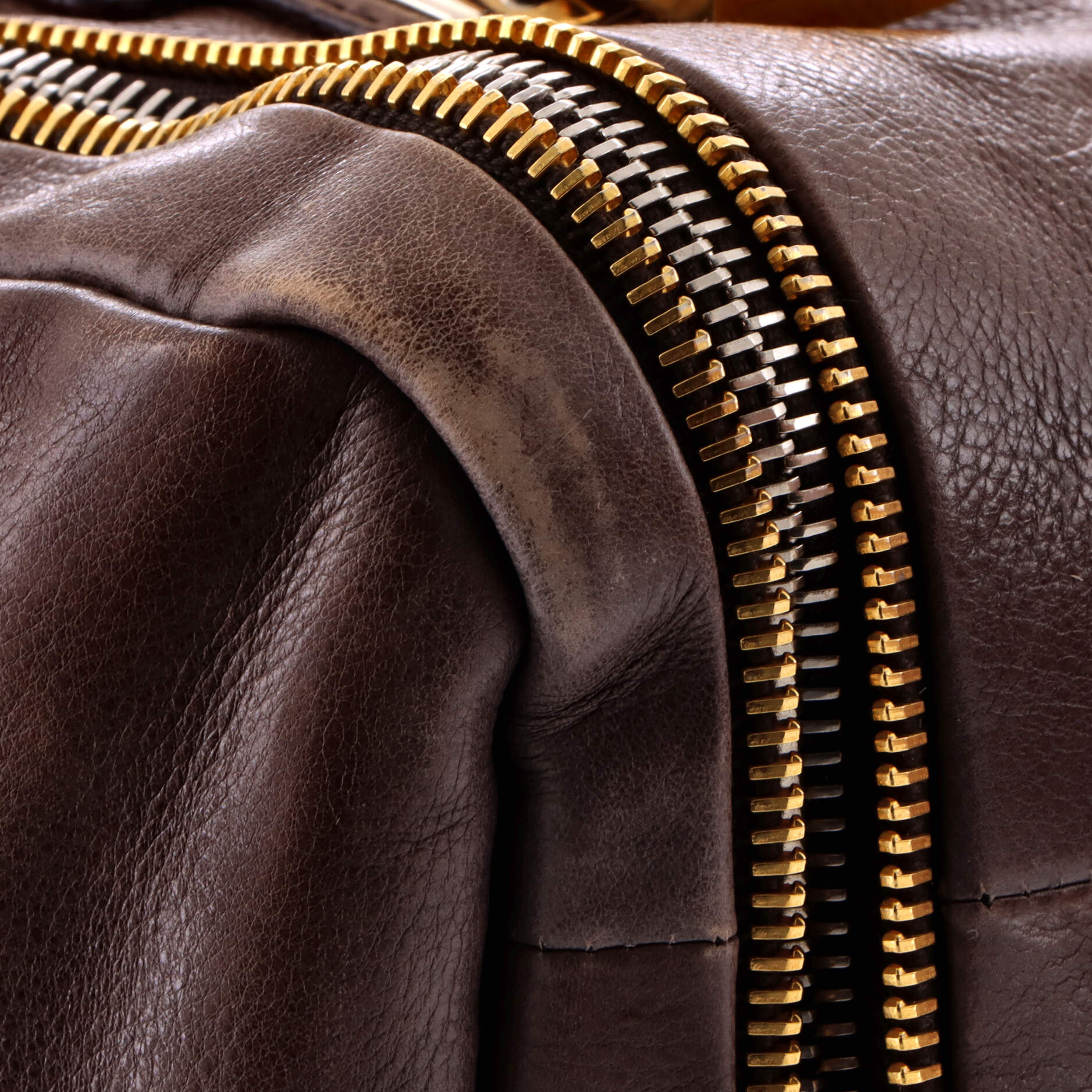 Lock Plate Zippers Satchel Glace Calf Large