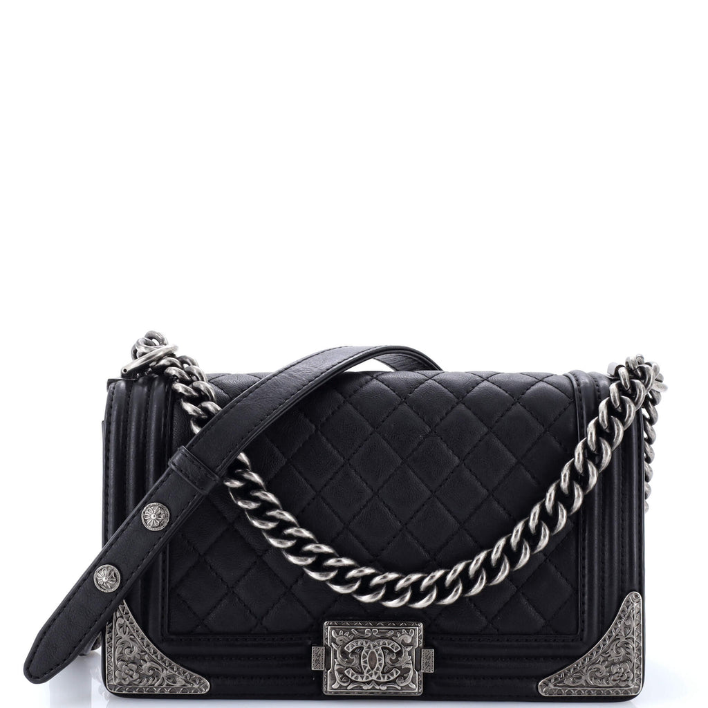 Paris-Dallas Boy Flap Bag Quilted Calfskin with Metal Adornments Old Medium