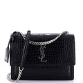 Sunset Crossbody Bag Crocodile Embossed Leather Medium