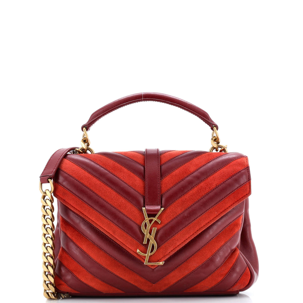 Classic Monogram College Bag Matelasse Chevron Leather and Suede Medium