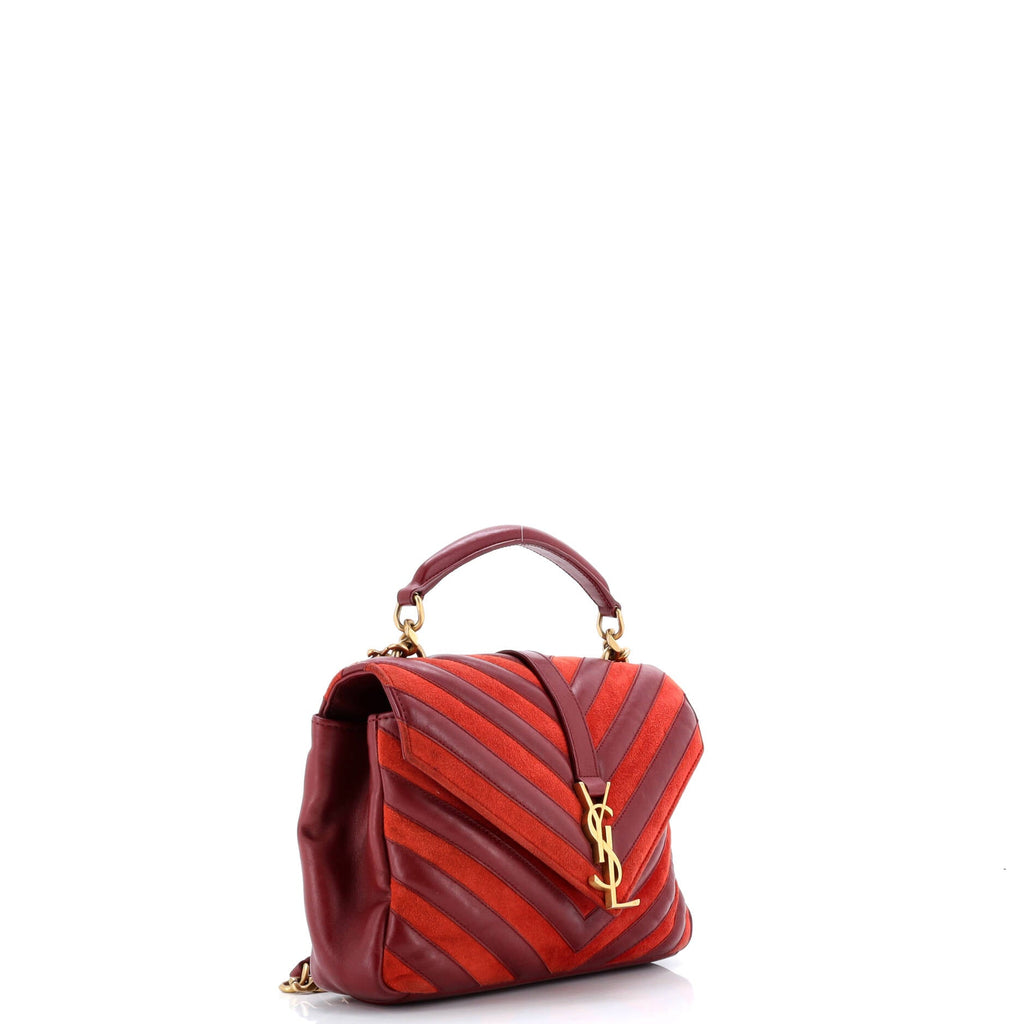 Classic Monogram College Bag Matelasse Chevron Leather and Suede Medium
