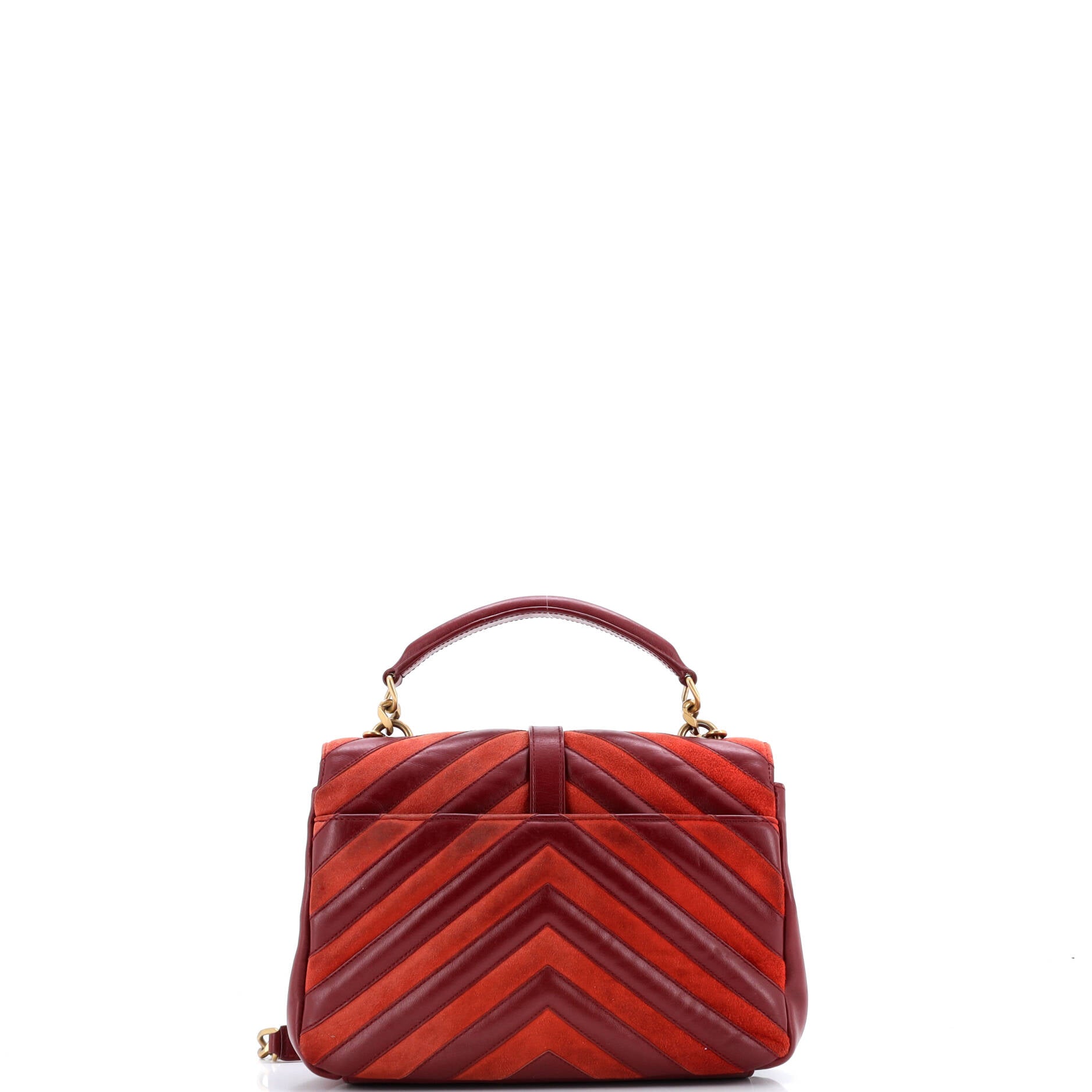 Classic Monogram College Bag Matelasse Chevron Leather and Suede Medium