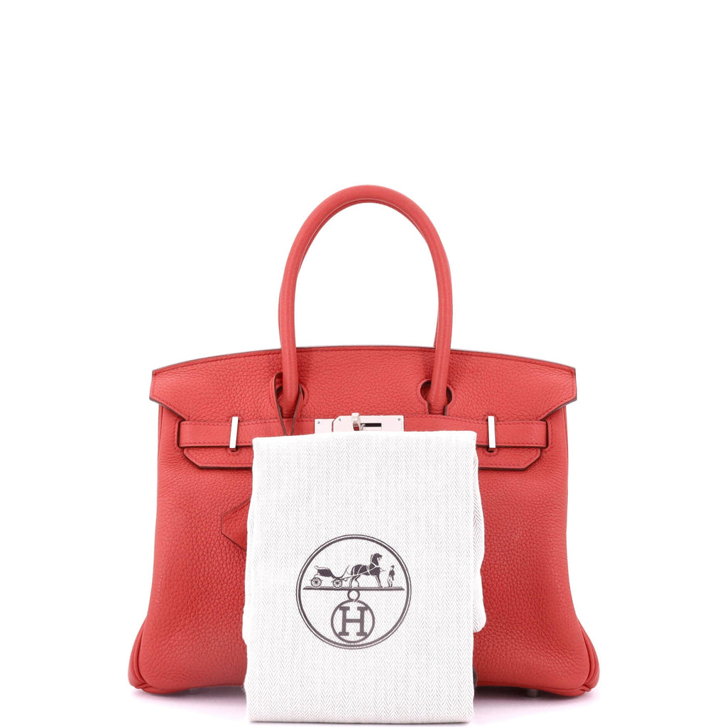 Birkin Handbag Bougainvillier Clemence with Palladium Hardware 30