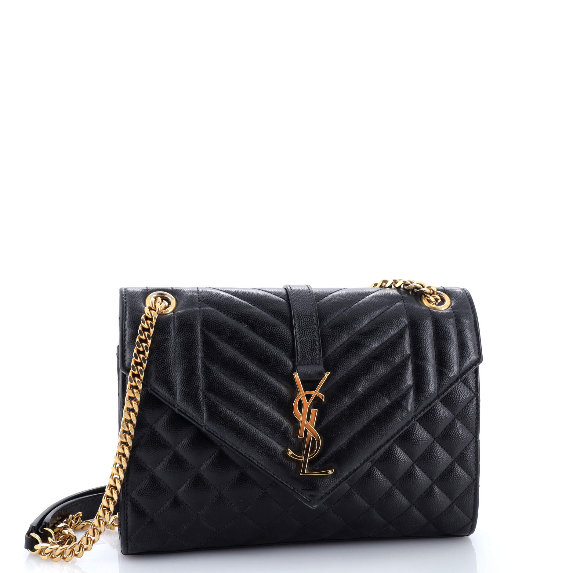 Classic Monogram Envelope Satchel Mixed Matelasse Leather Medium