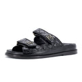 Women's Velcro Open Back Dad Sandals Quilted Leather