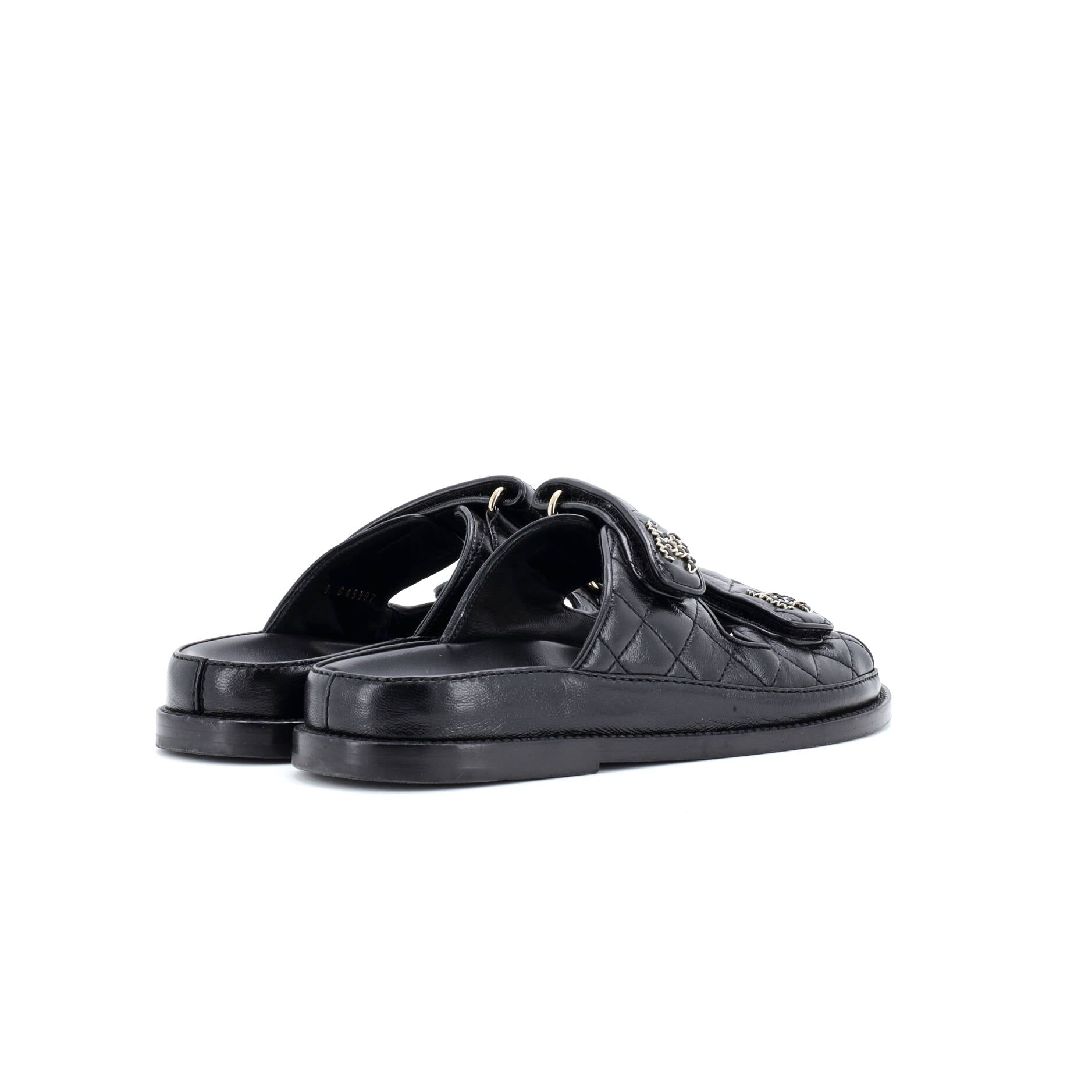 Women's Velcro Open Back Dad Sandals Quilted Leather