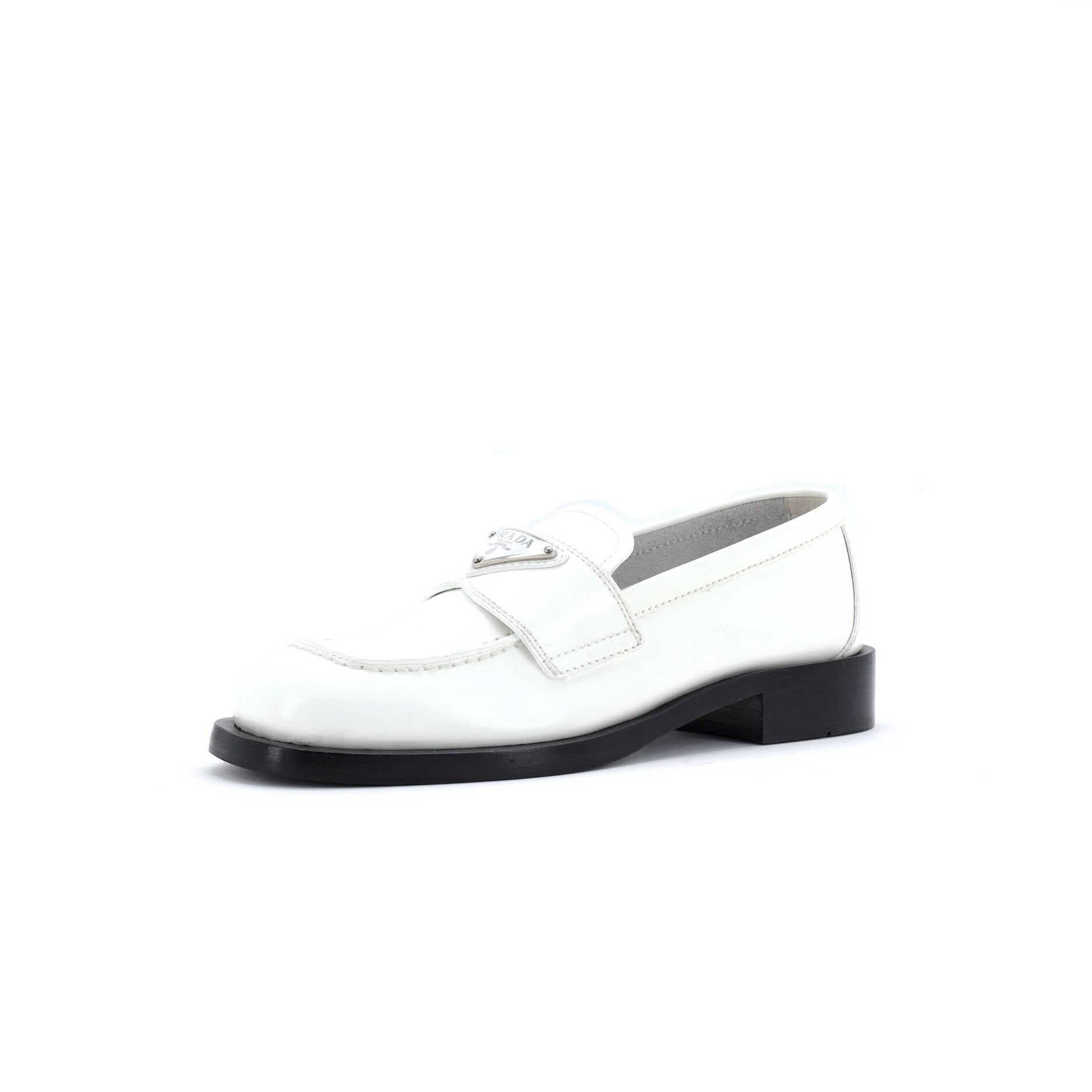 Women's Triangle Logo Loafers Spazzolato Leather