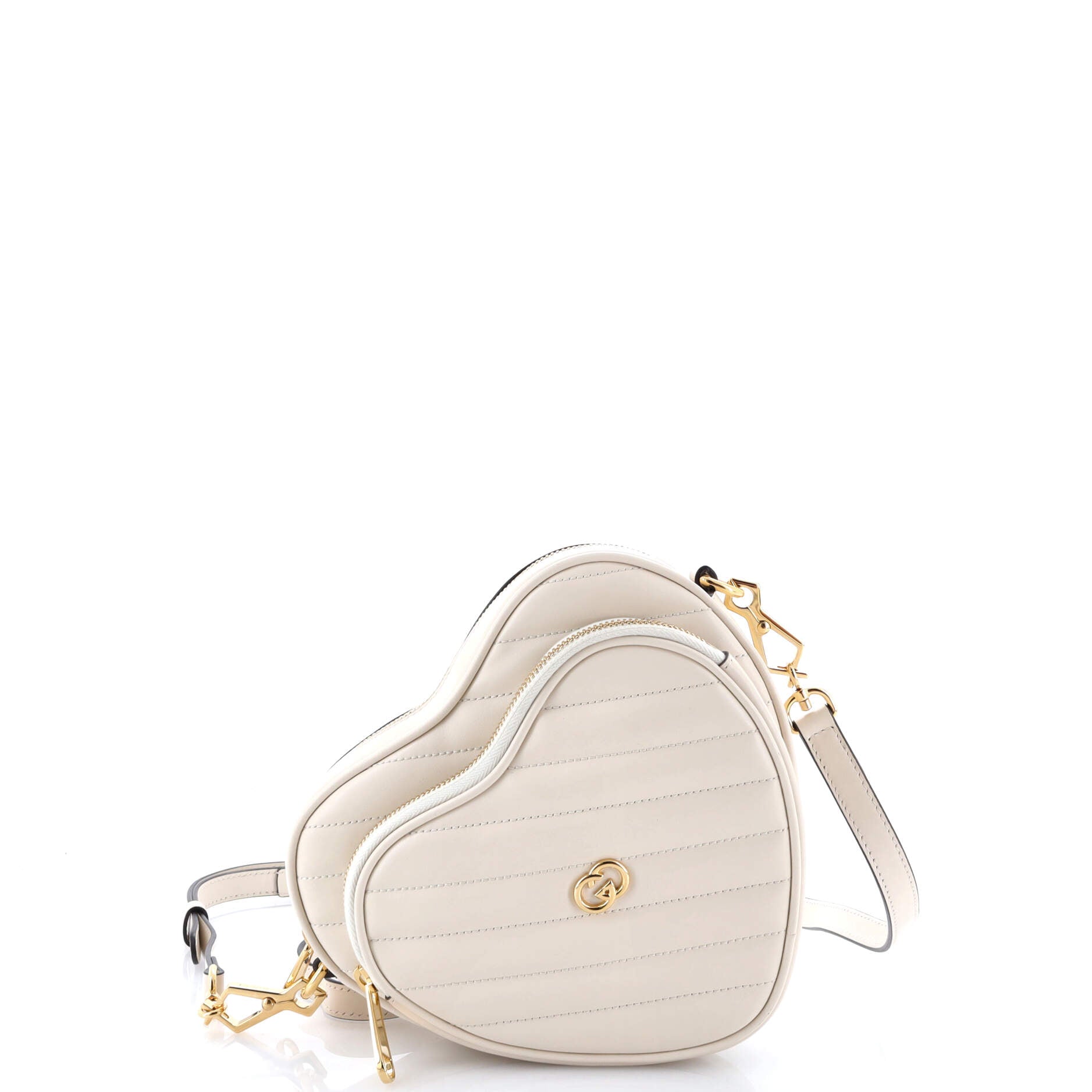 Interlocking G Heart Shoulder Bag Diagonal Quilted Leather Mini