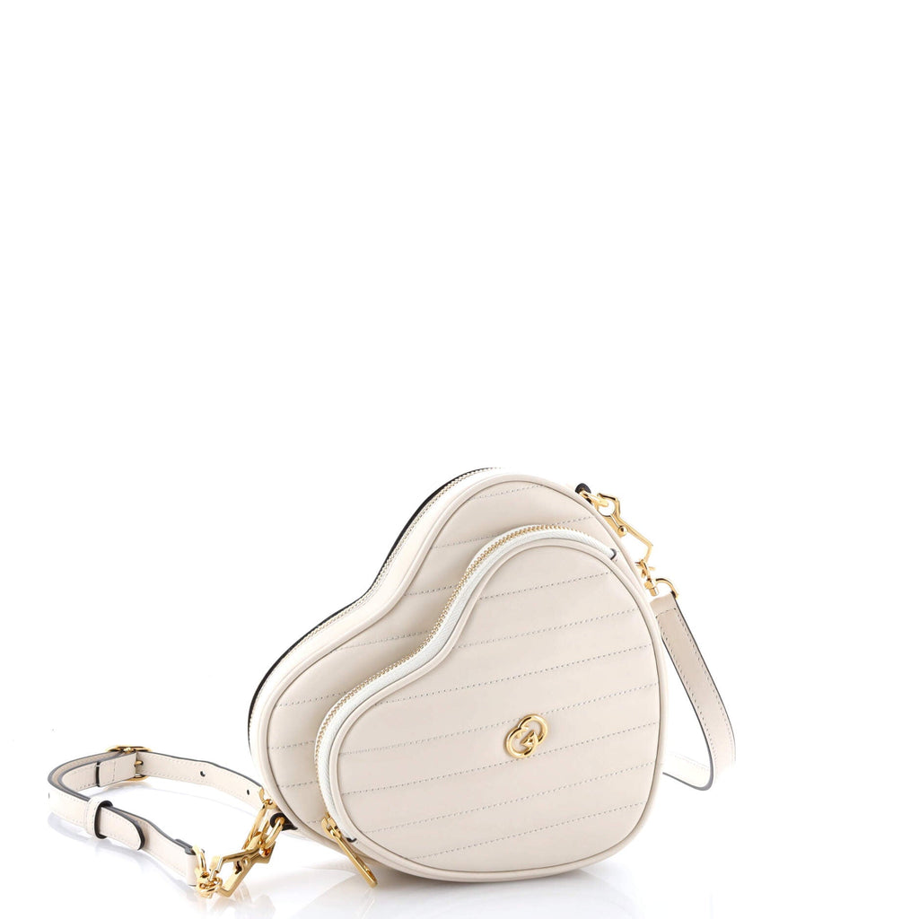 Interlocking G Heart Shoulder Bag Diagonal Quilted Leather Mini