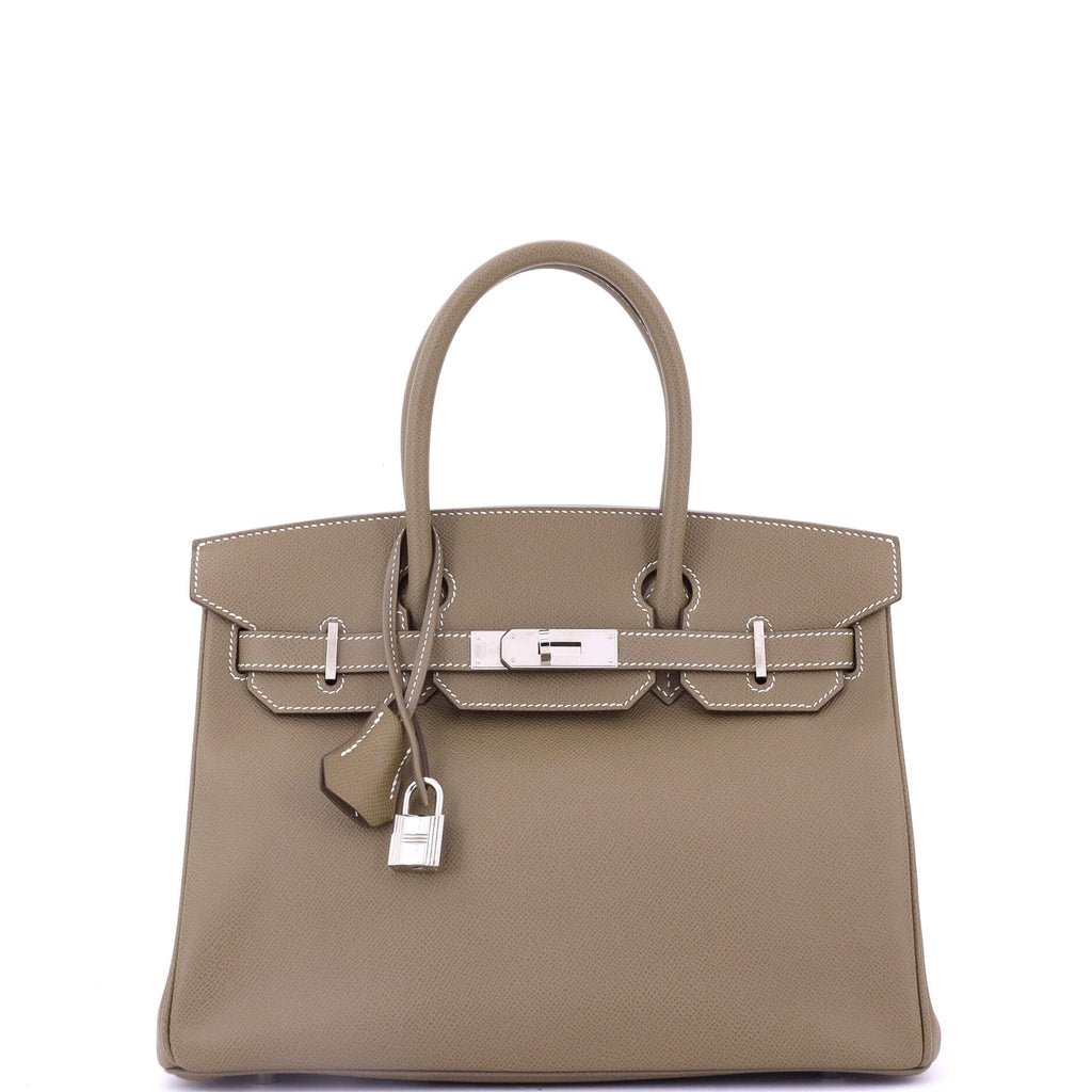Birkin Handbag Grey Epsom with Palladium Hardware 30