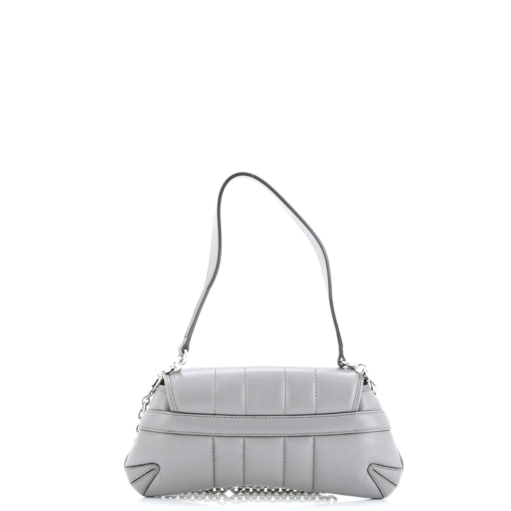 Horsebit Chain Shoulder Bag Vertical Quilted Leather Small