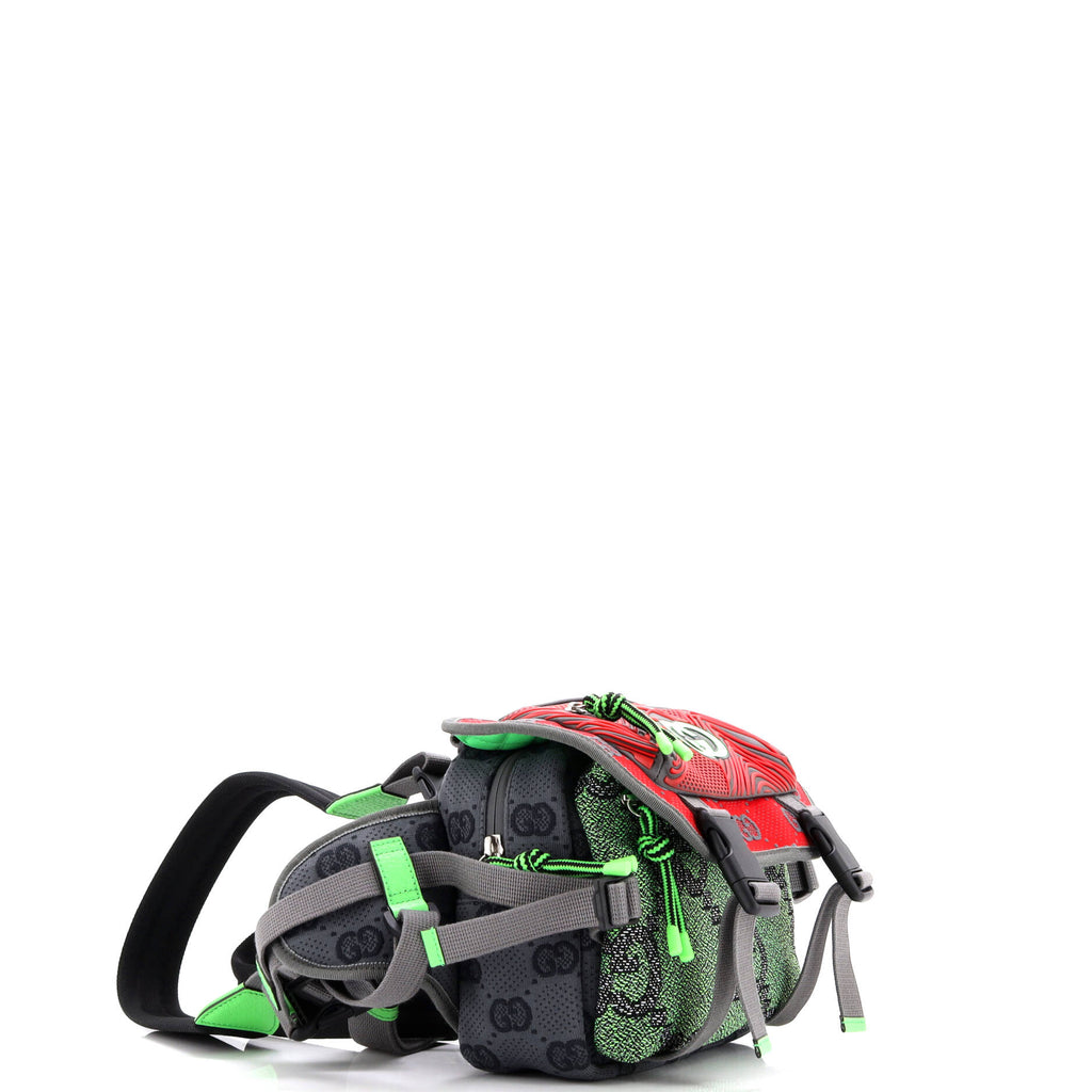 Buckle Flap Chest Strap Backpack GG Fabric with Rubber