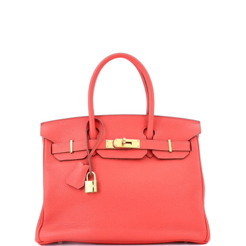 Birkin Handbag Rose Jaipur Clemence with Gold Hardware 30