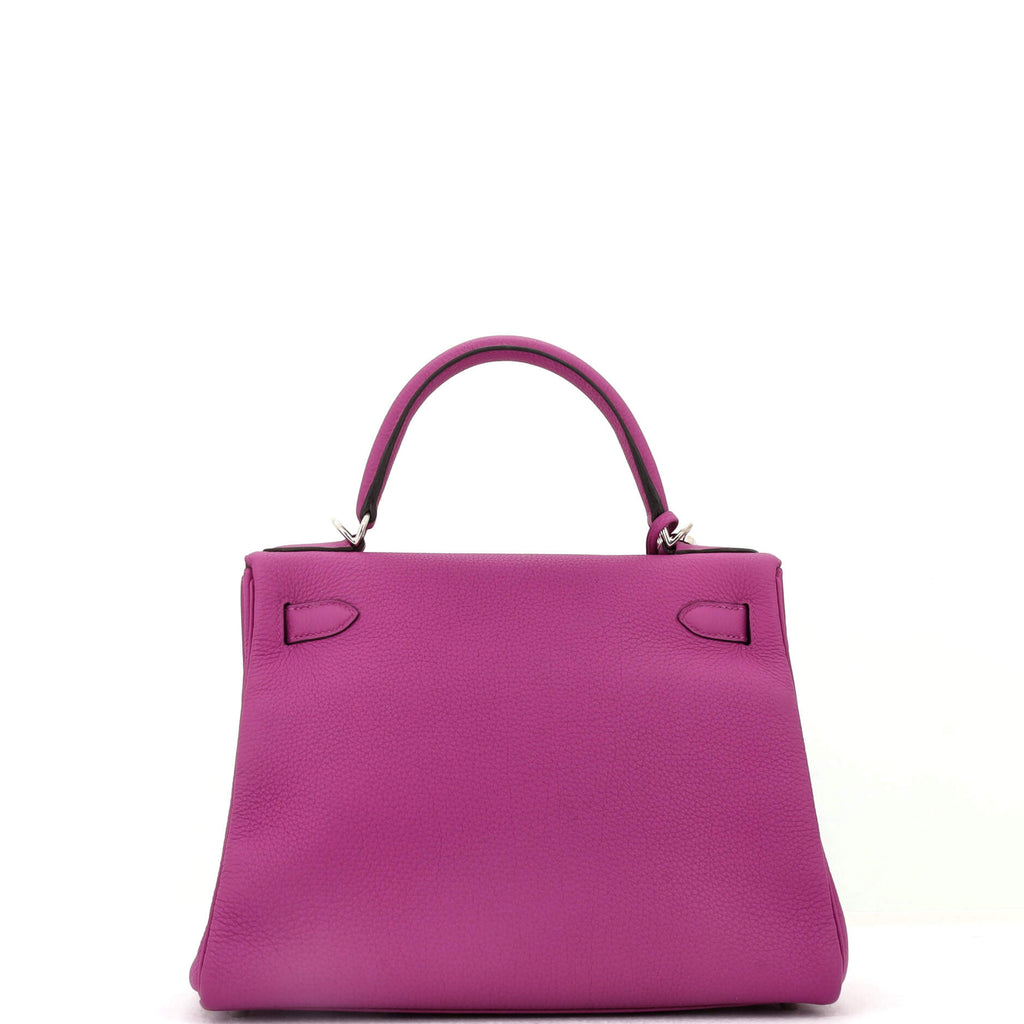 Kelly Handbag Rose Pourpre Togo with Palladium Hardware 28