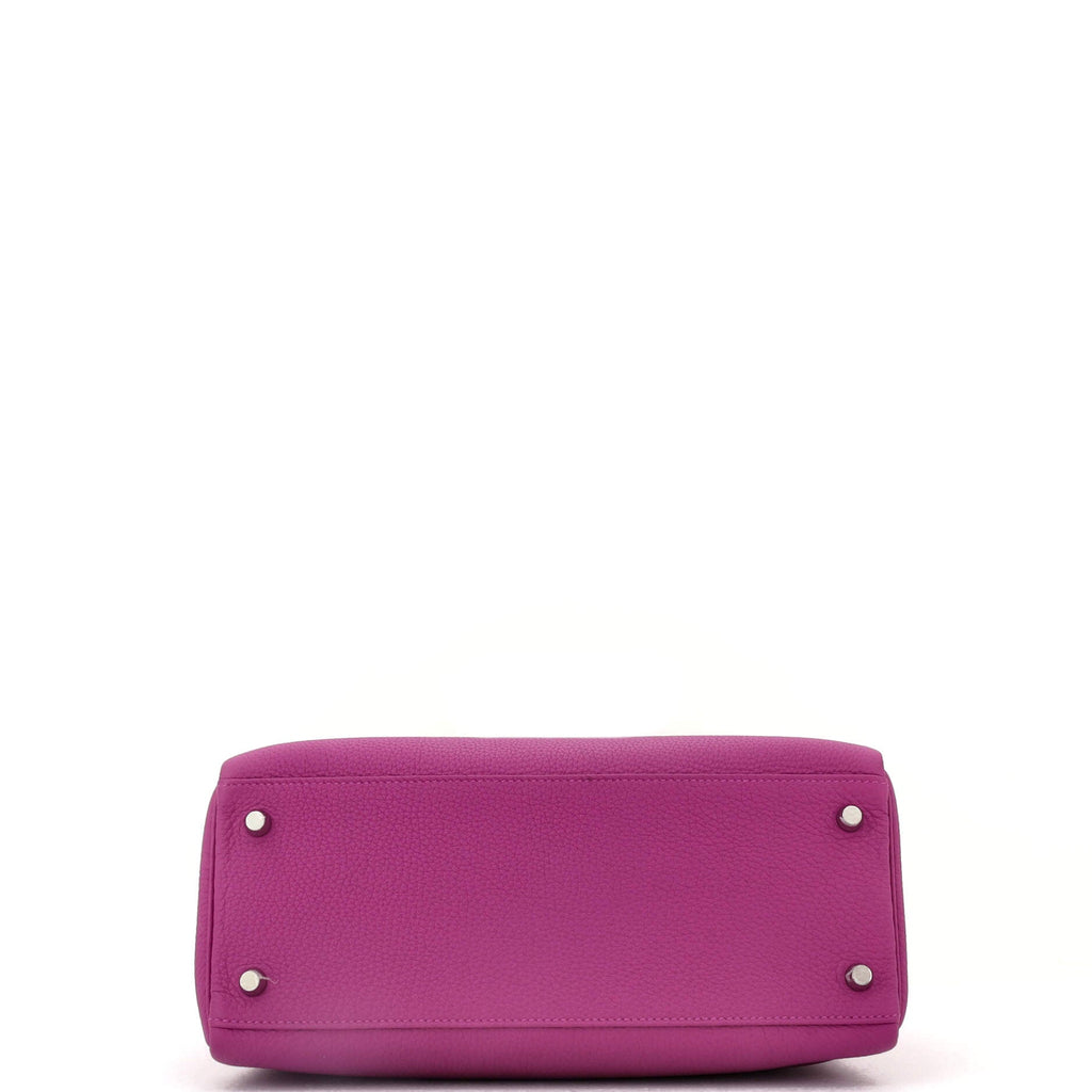 Kelly Handbag Rose Pourpre Togo with Palladium Hardware 28