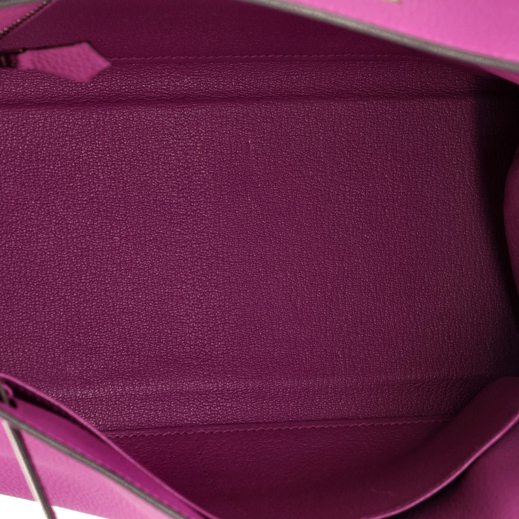Kelly Handbag Rose Pourpre Togo with Palladium Hardware 28