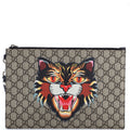 Zipped Pouch Angry Cat GG Coated Canvas Large