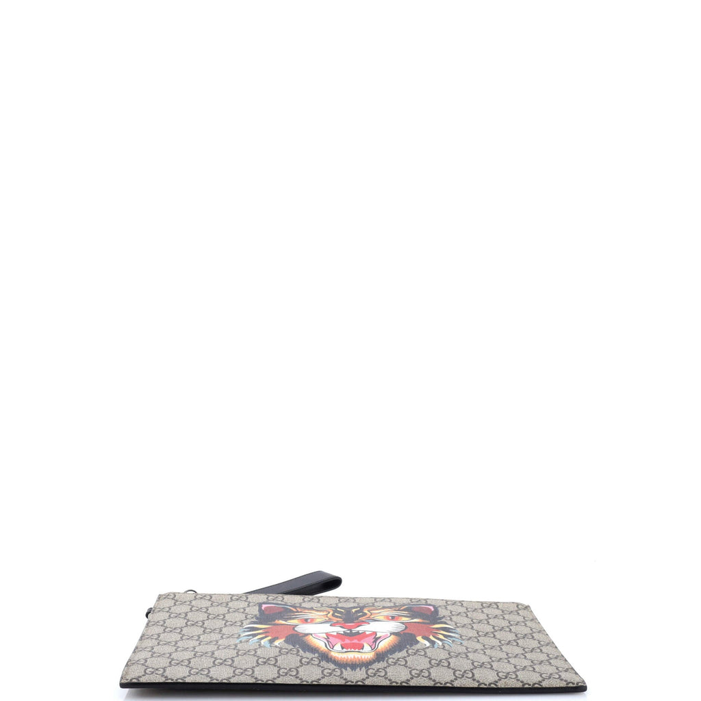 Zipped Pouch Angry Cat GG Coated Canvas Large