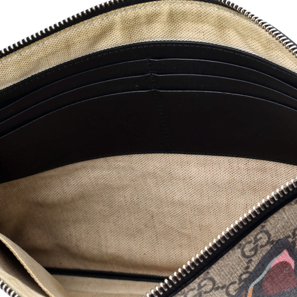 Zipped Pouch Angry Cat GG Coated Canvas Large