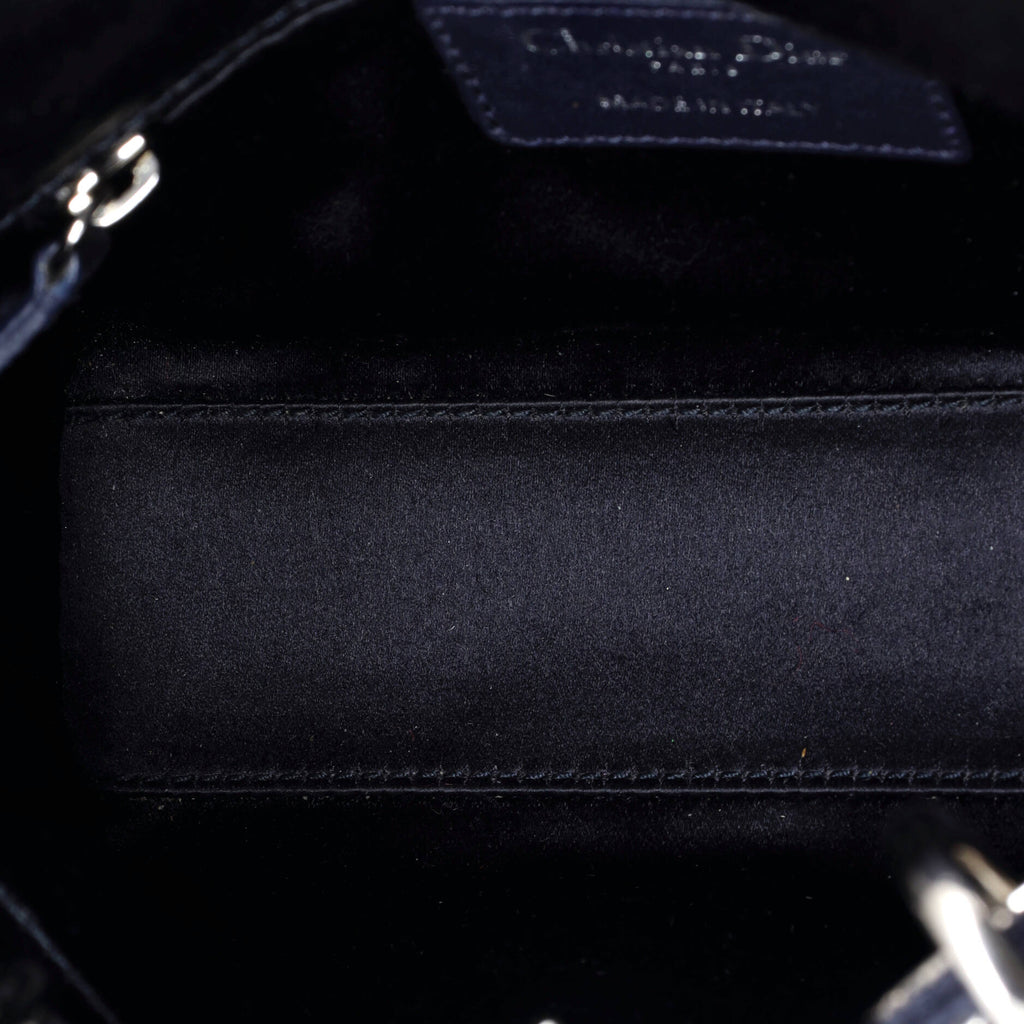 Lady Dior Bag Crystal Embellished Cannage Quilt Satin Mini