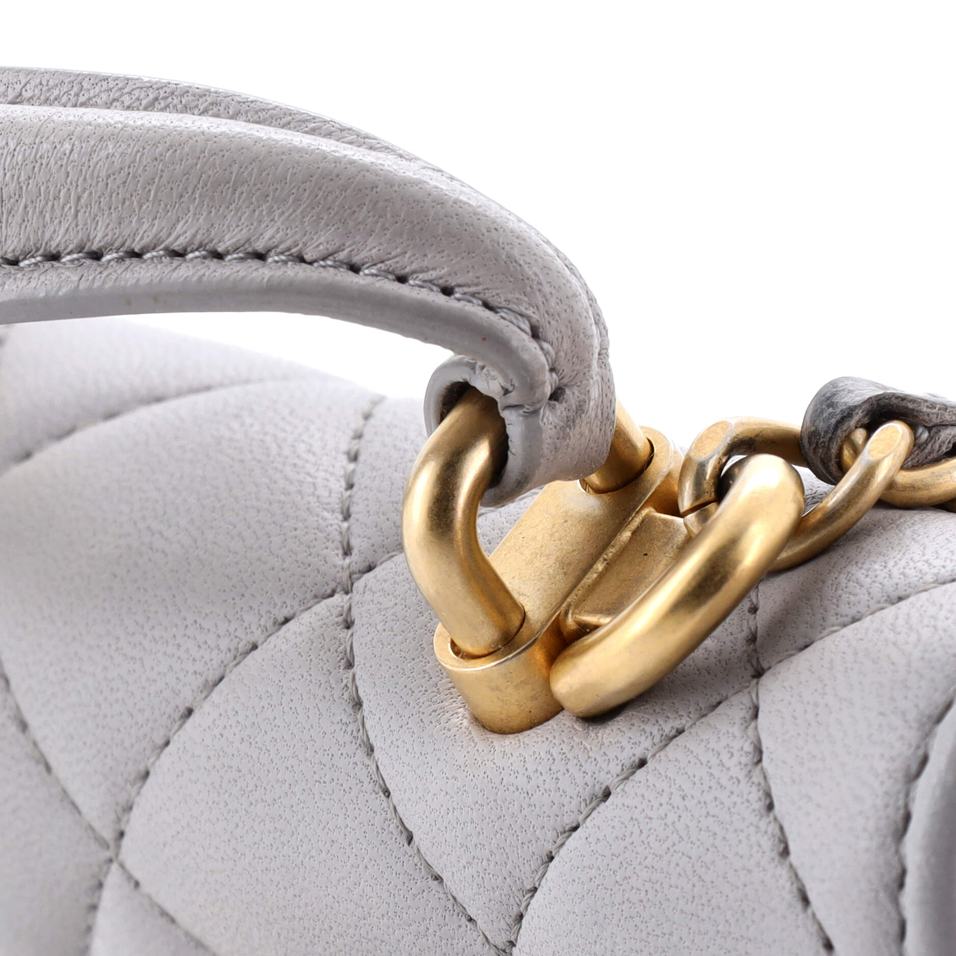 Top Handle Flap Coin Purse with Chain Quilted Lambskin