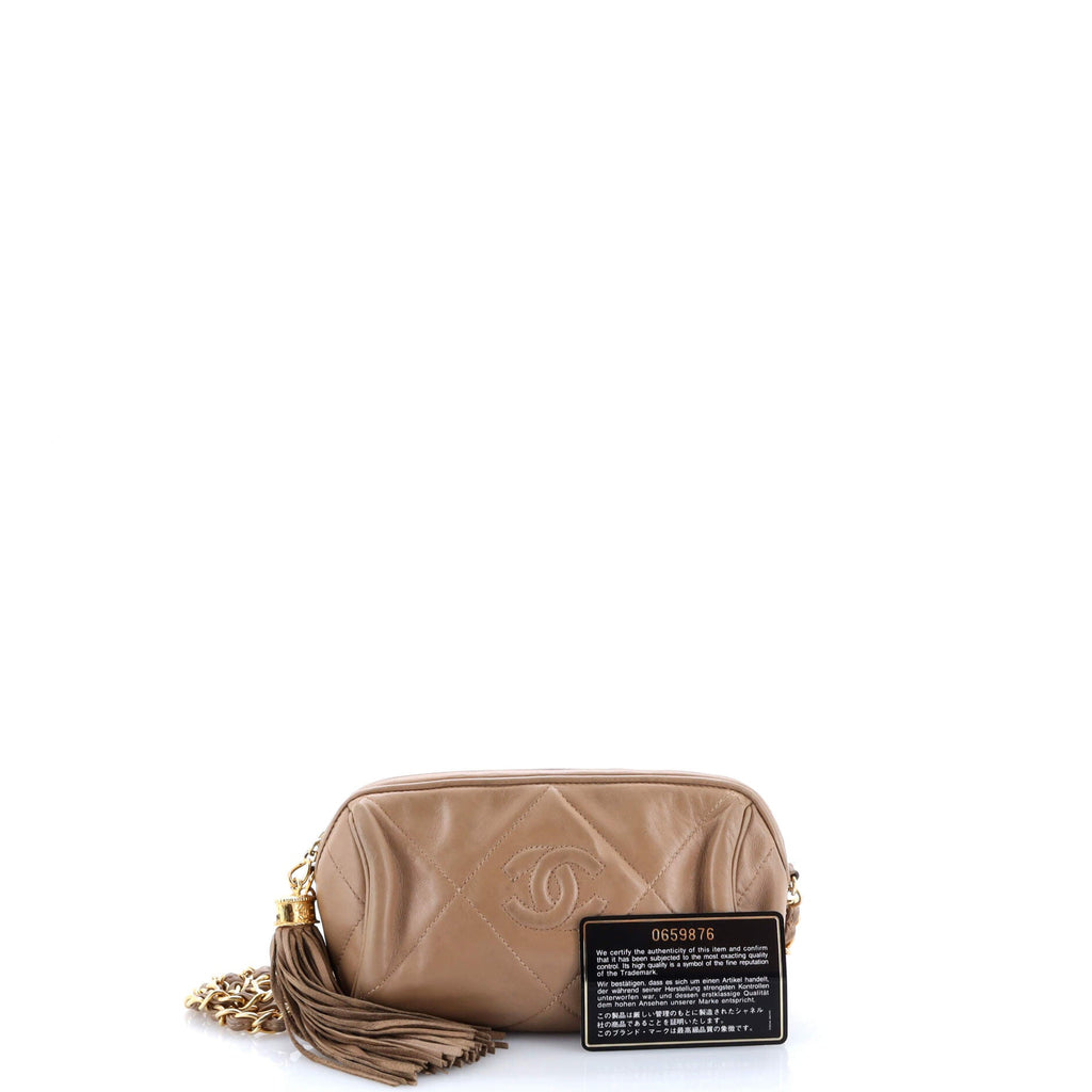 Vintage Diamond CC Barrel Bag Quilted Leather Mini