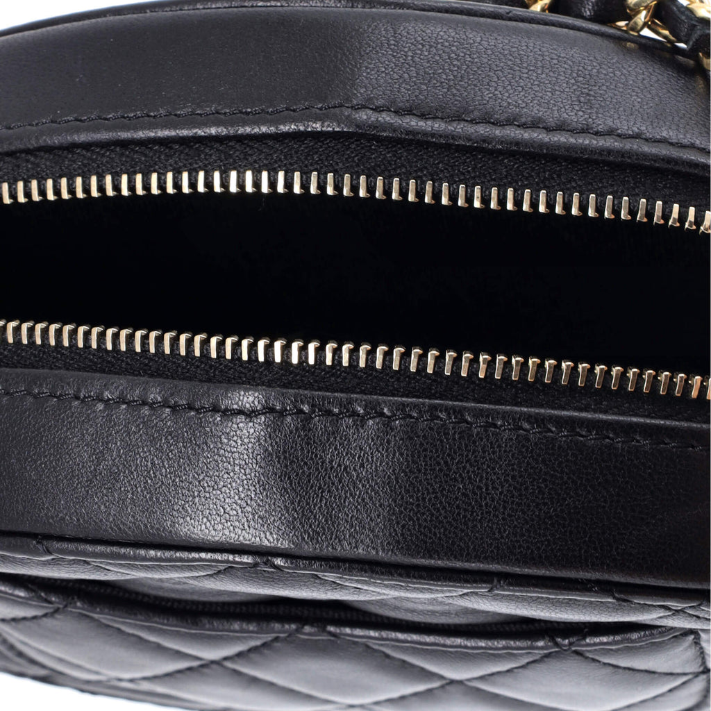 Logo Plate Oval Clutch With Chain Metal and Lambskin