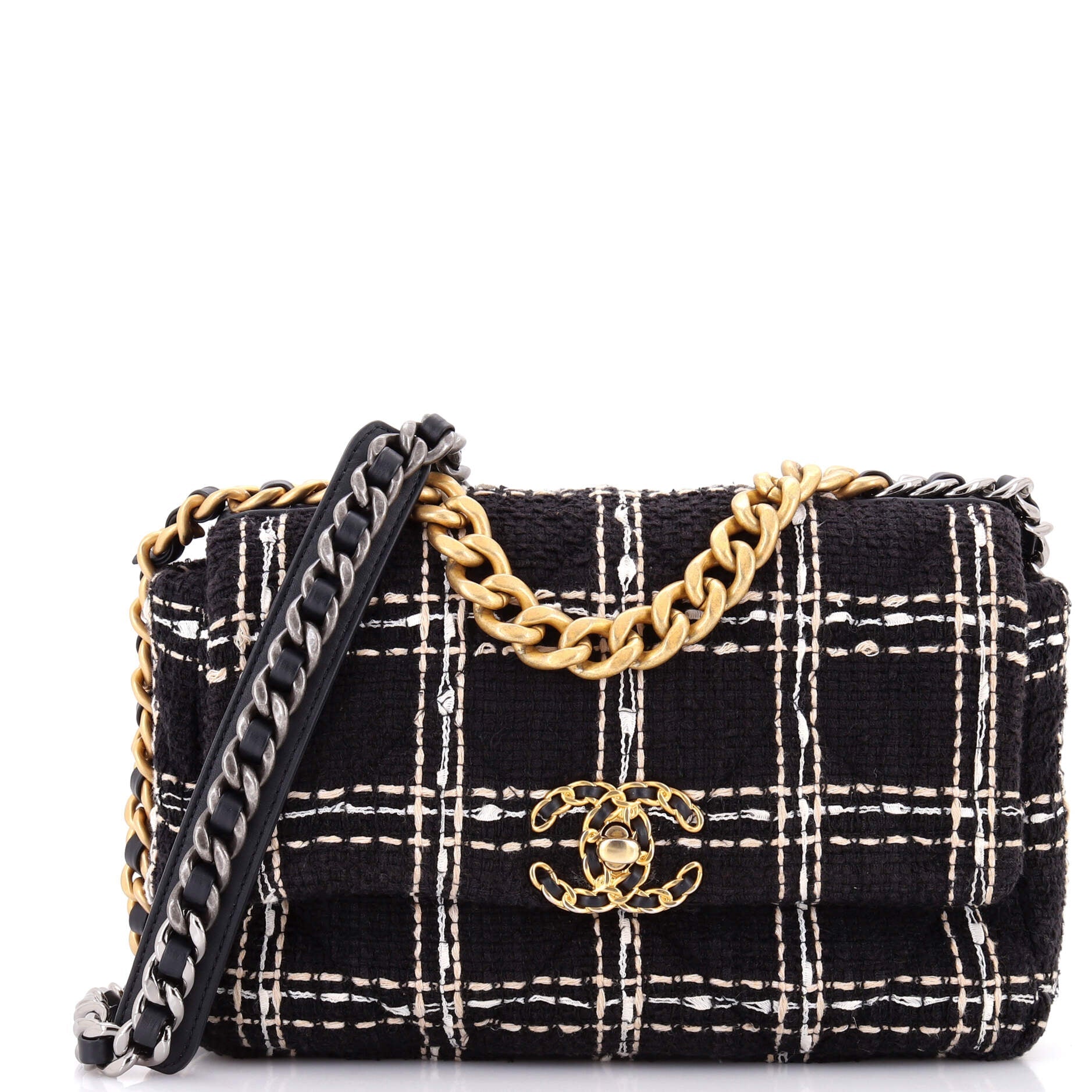 19 Flap Bag Quilted Tweed Medium