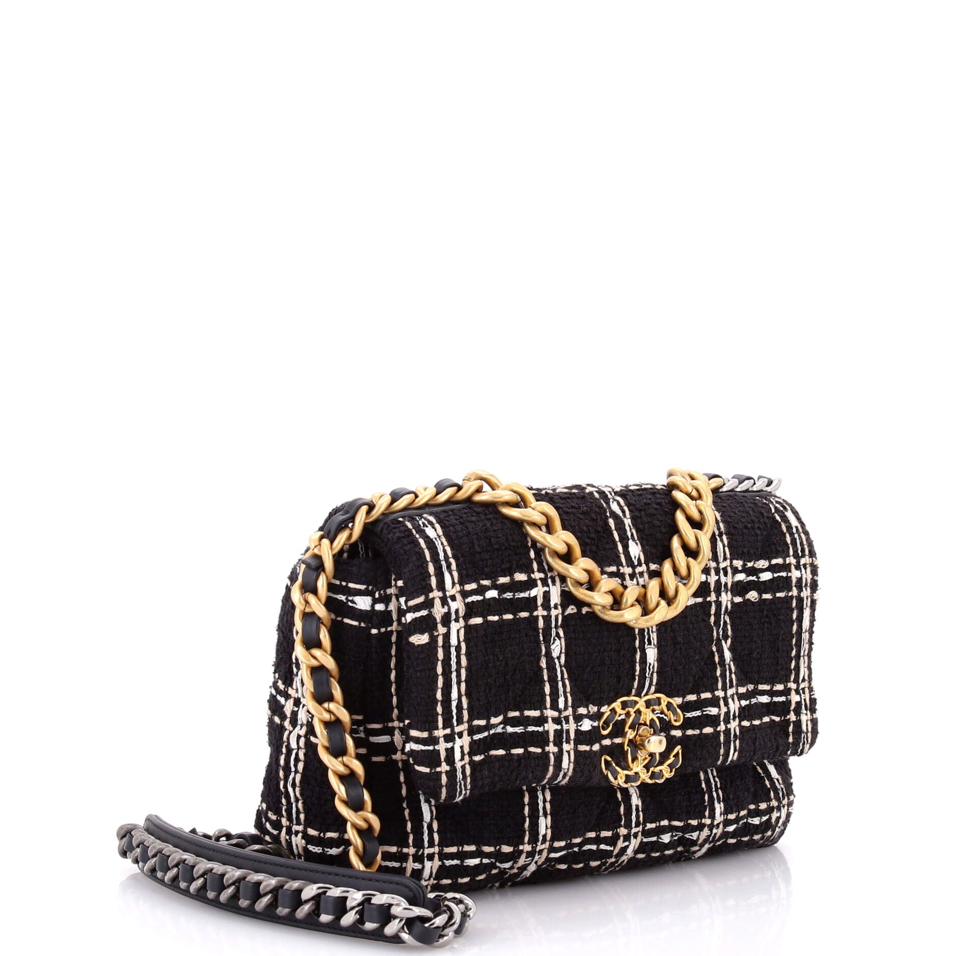 19 Flap Bag Quilted Tweed Medium