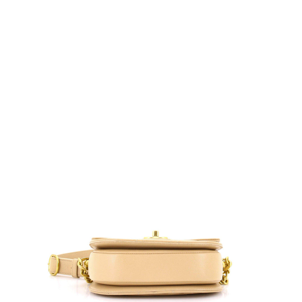 Moon Flap Messenger Bag Quilted Caviar Mini