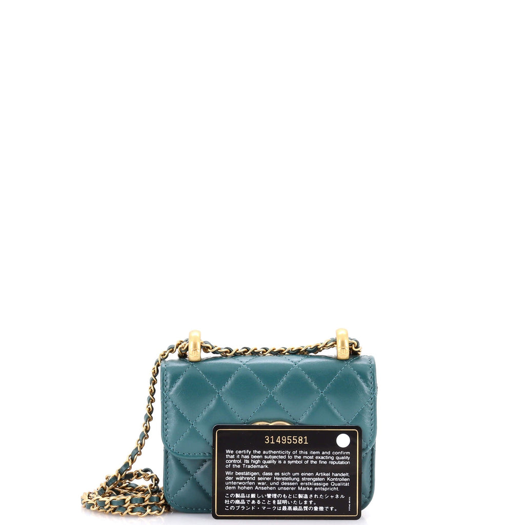 Perfect Fit Flap Coin Purse with Chain Quilted Calfskin