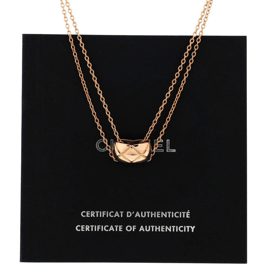 Coco Crush Double Chain Pendant Necklace 18K Beige Gold
