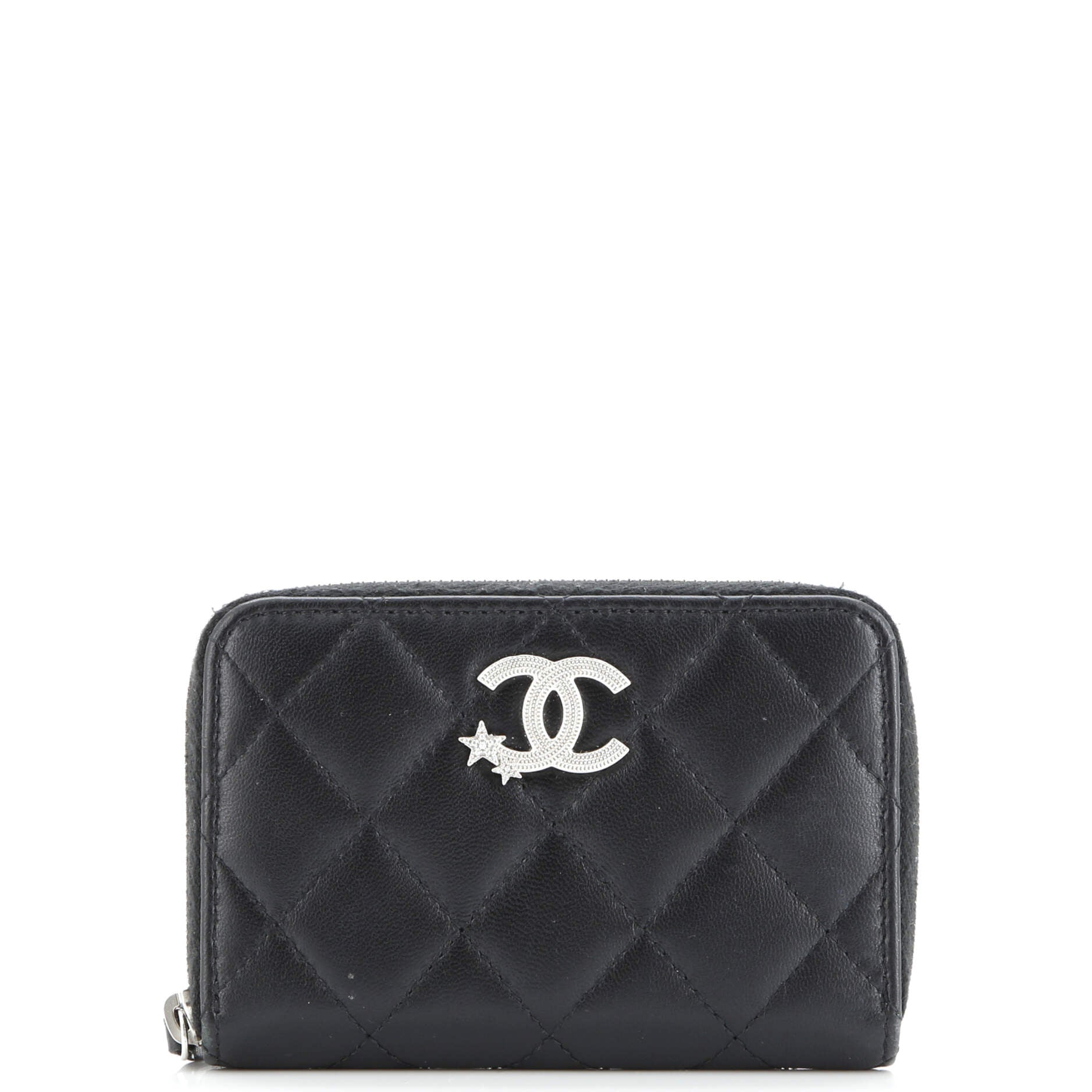CC Stars Zip Coin Purse Quilted Lambskin Small