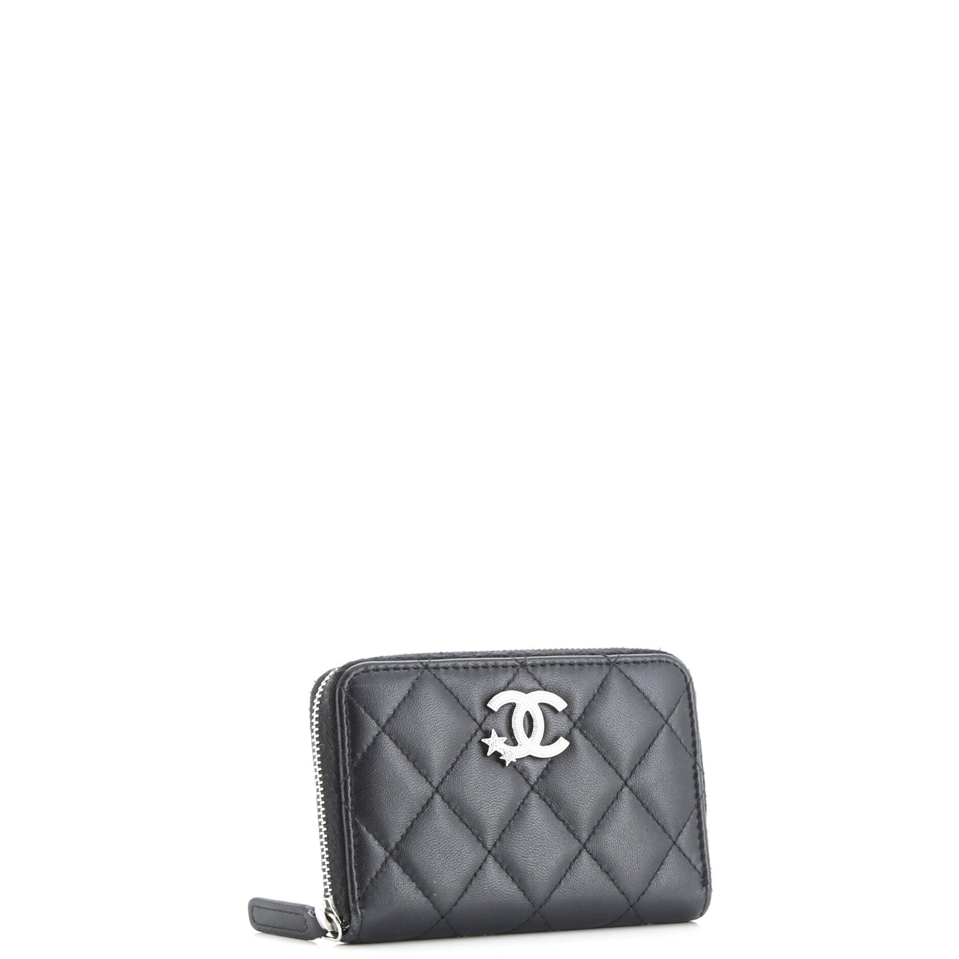 CC Stars Zip Coin Purse Quilted Lambskin Small